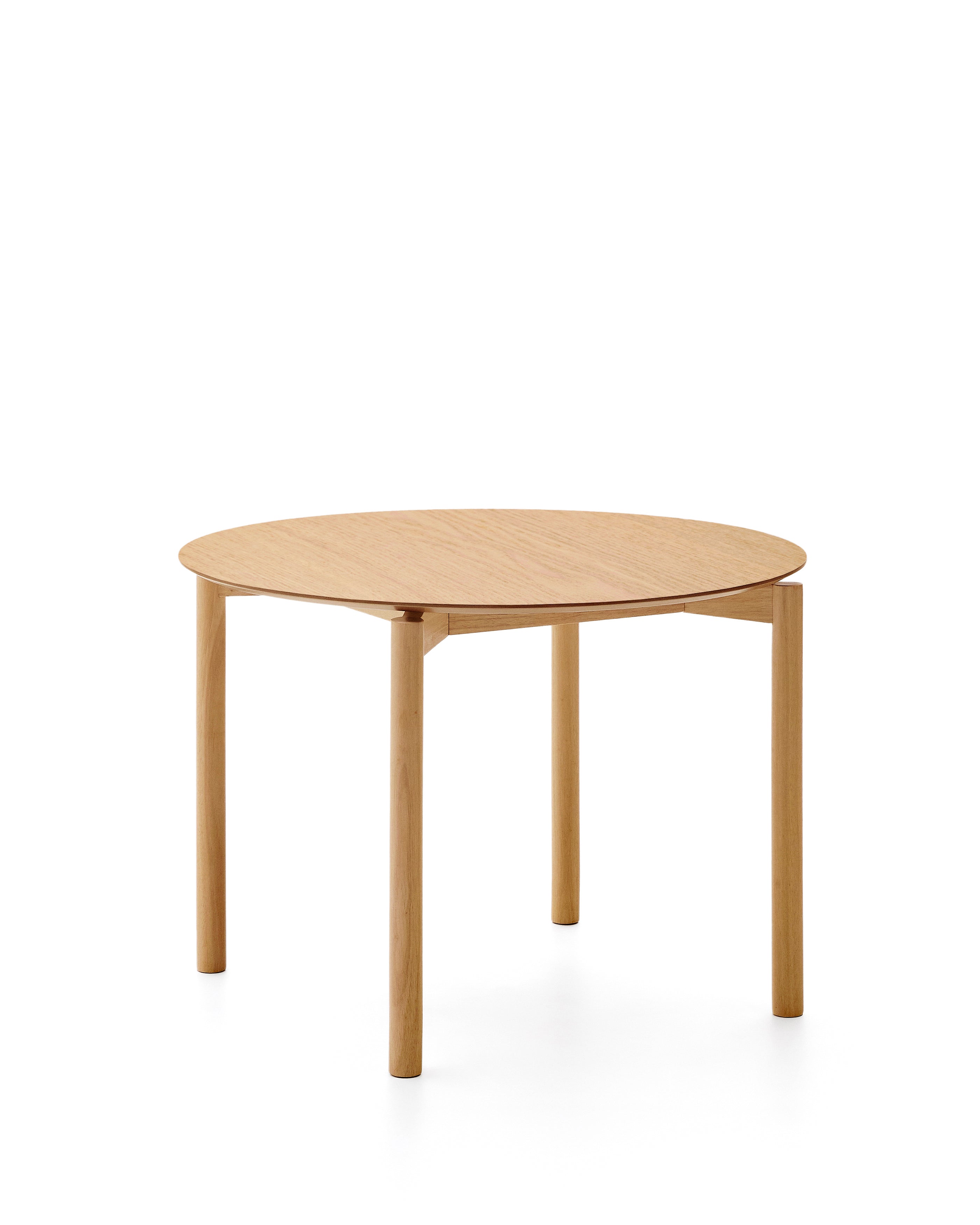 Indara round table in ash veneer with natural finish Ø110 cm - Product Image