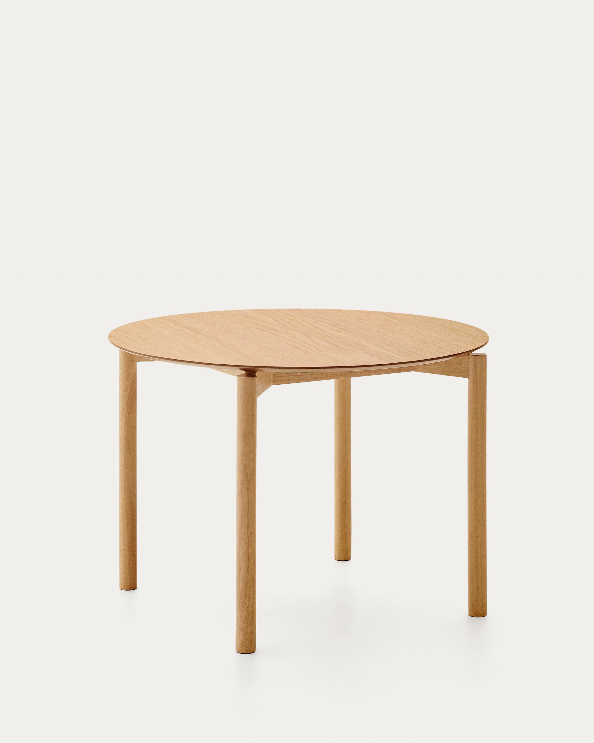 Indara round table in ash veneer with natural finish Ø110 cm - Product View