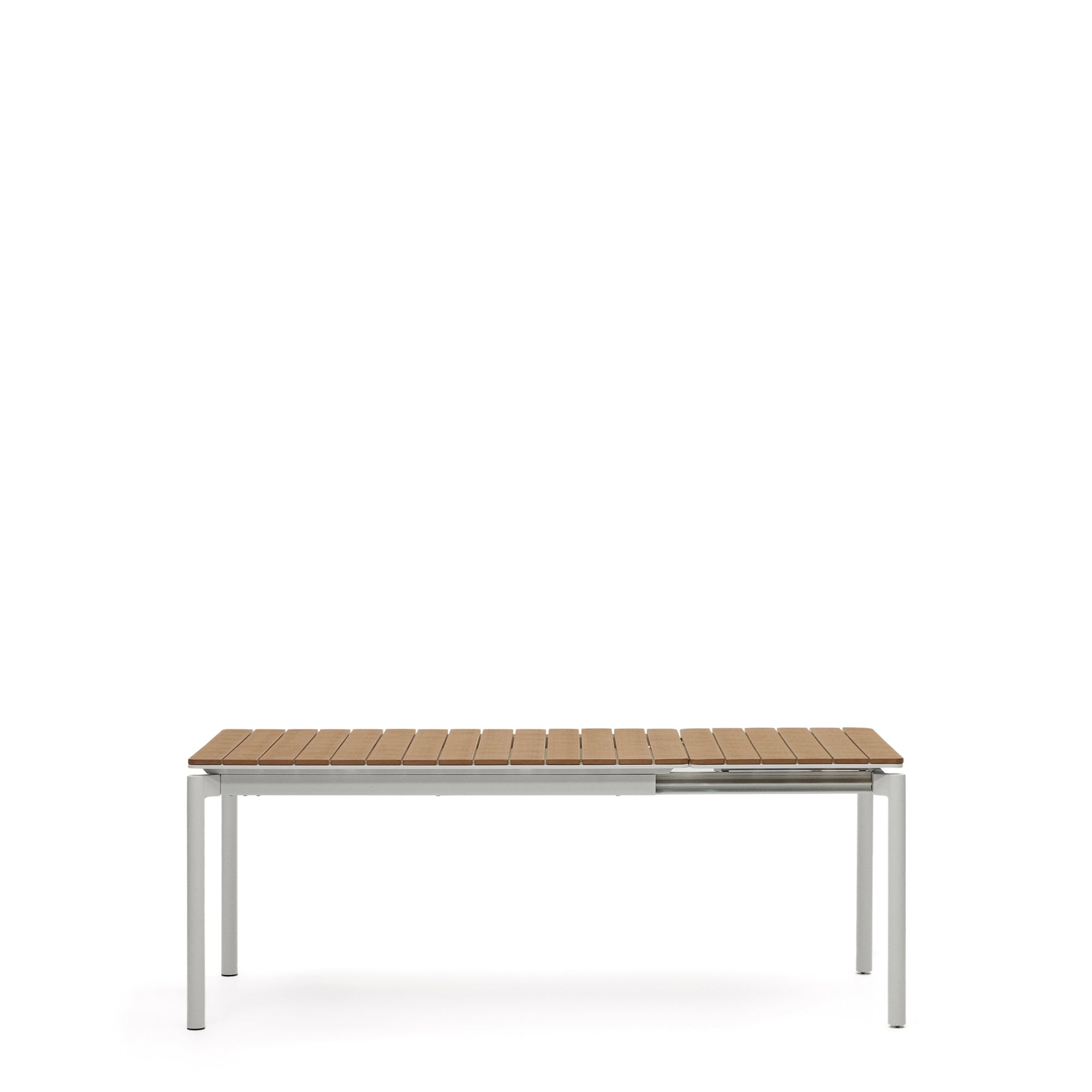 Canyelles outdoor extendable table in polywood and aluminium in light grey 140 (200) x 90cm - Product Image