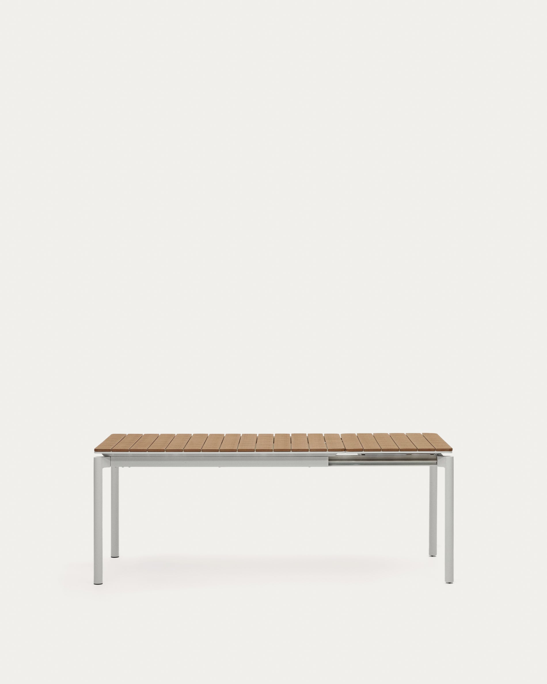 Canyelles outdoor extendable table in polywood and aluminium in light grey 140 (200) x 90cm - Product View