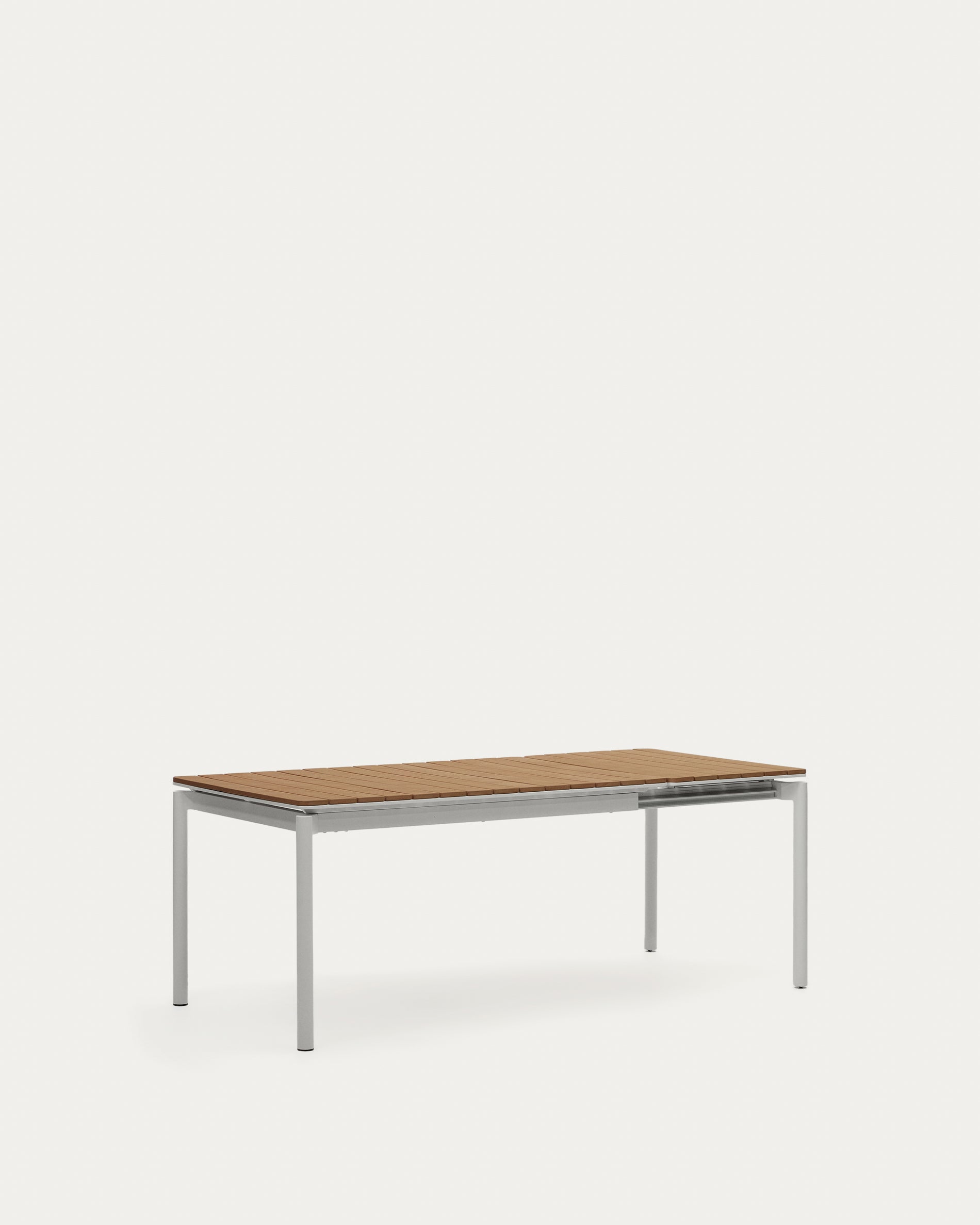 Canyelles outdoor extendable table in polywood and aluminium in light grey 140 (200) x 90cm - Product View