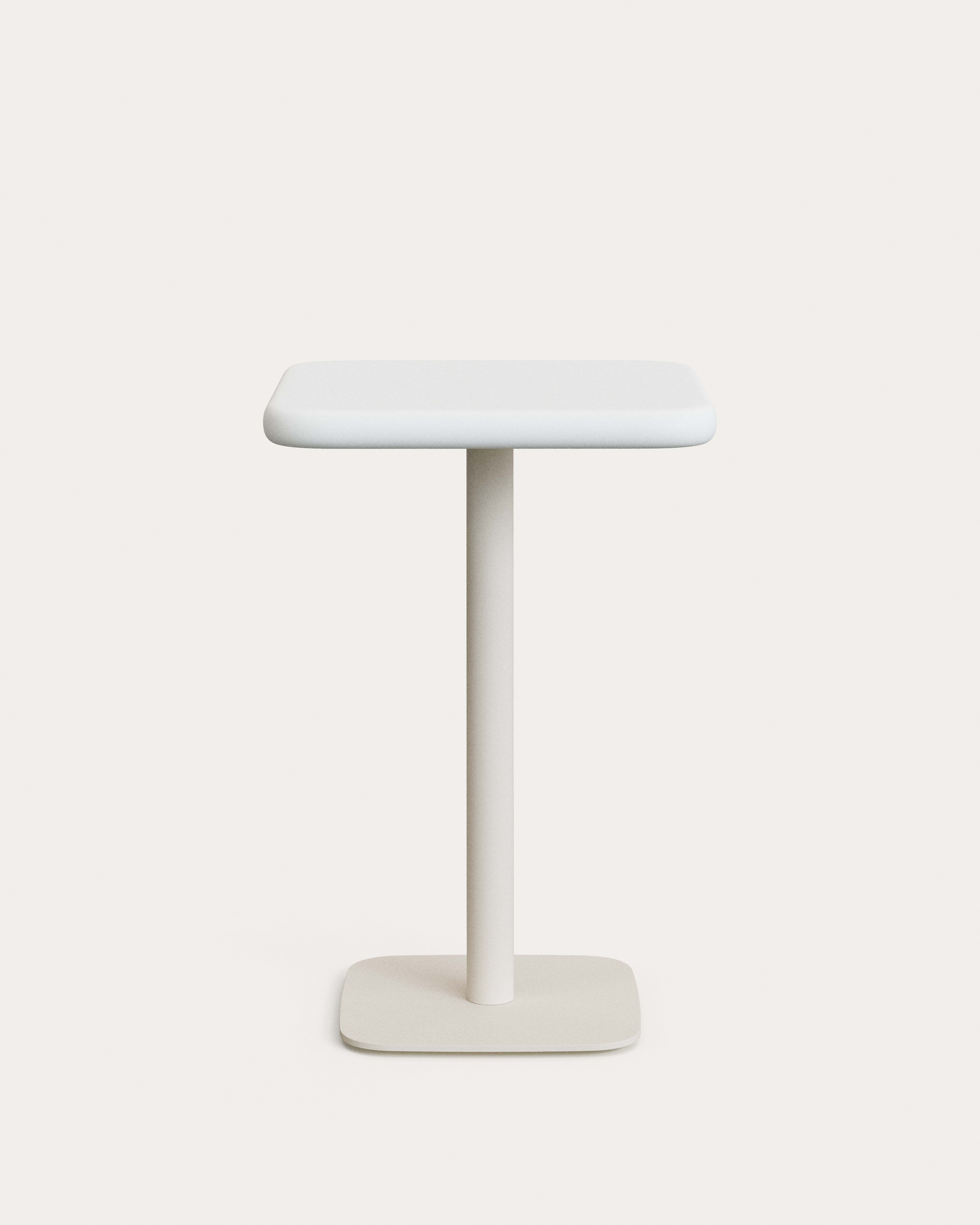 Dina outdoor tall table with white cement top 70x70cm and white steel base 48x48x96cm - Product View