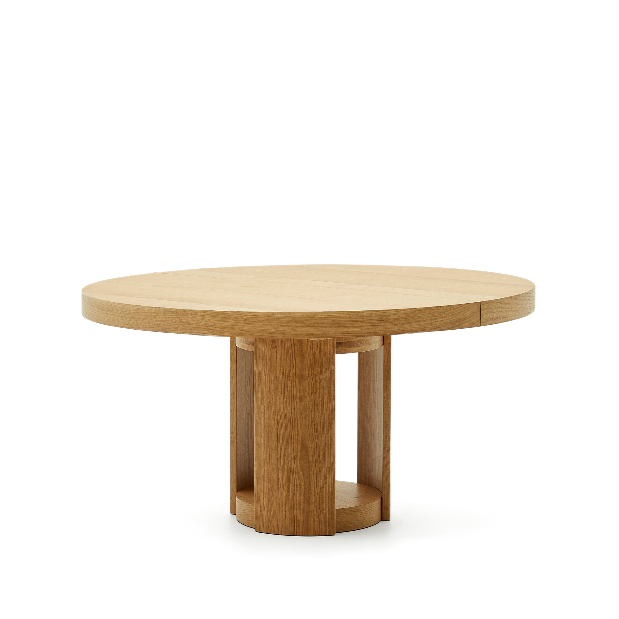 Artis extendable round table in solid oak wood and veneer, 150 (200) cm x 80 cm FSC 100% - Product Image