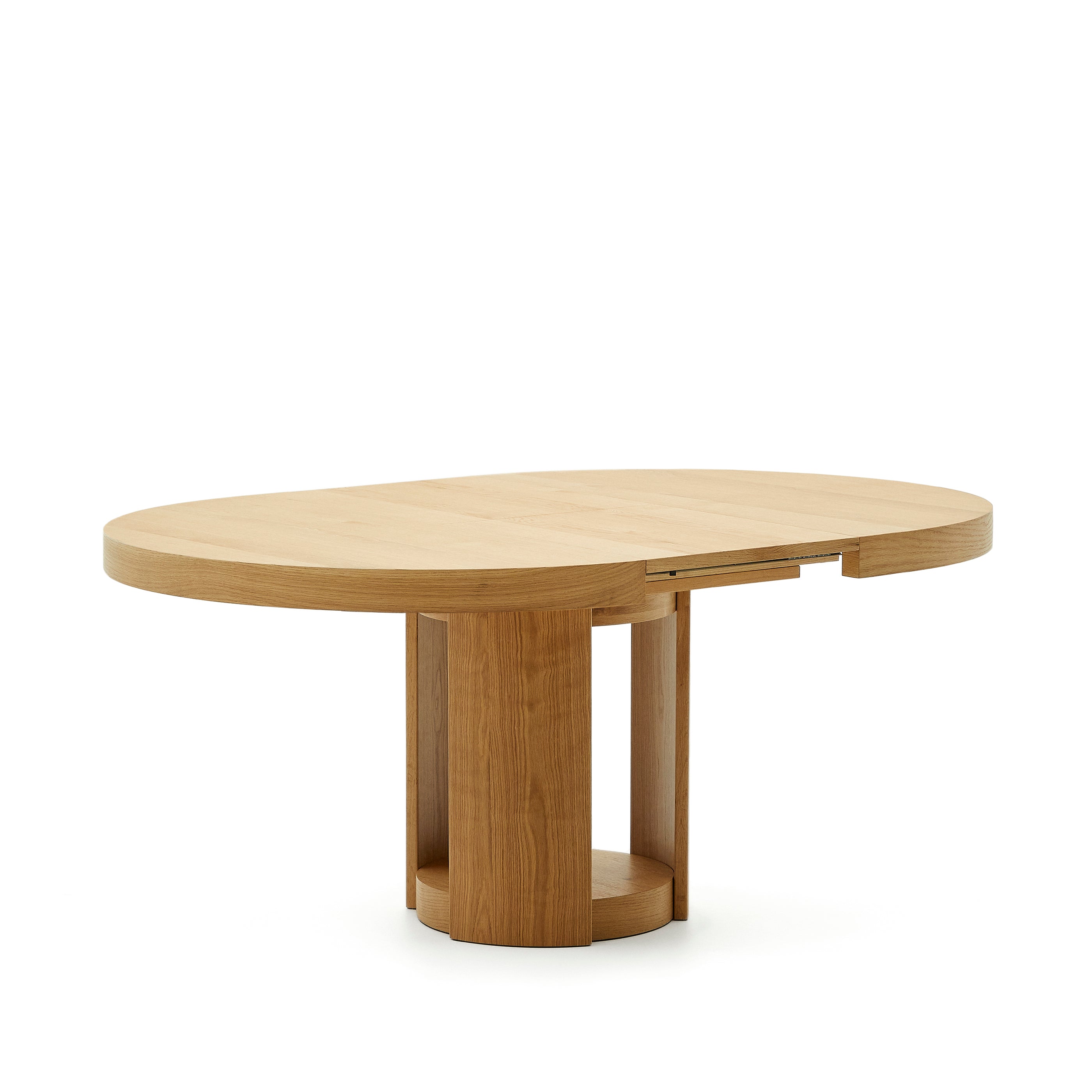 Artis extendable round table in solid oak wood and veneer, 150 (200) cm x 80 cm FSC 100% - Product Image
