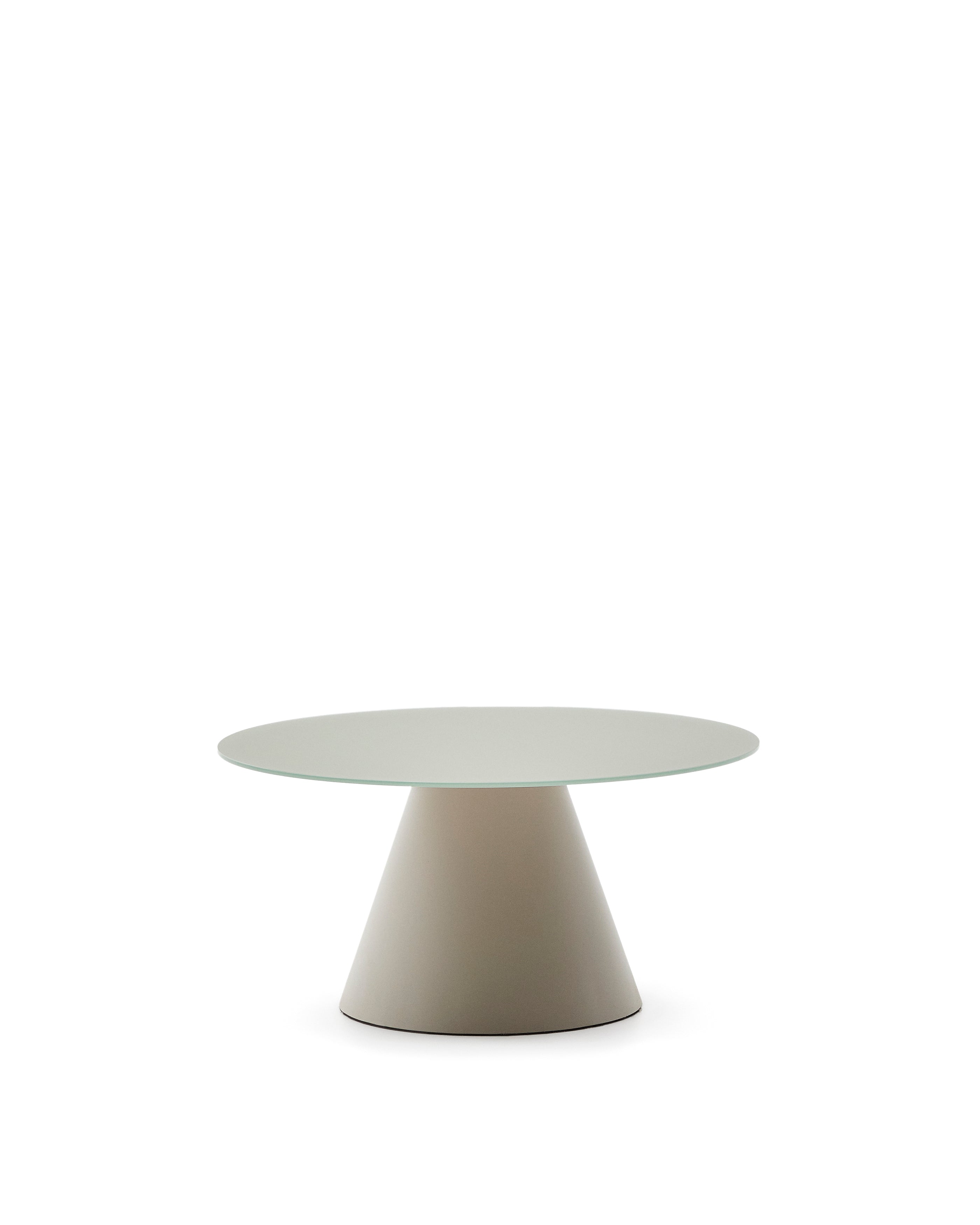 Wilshire tempered glass and metal coffee table with a matte grey finish, Ø 80 cm - Product Image