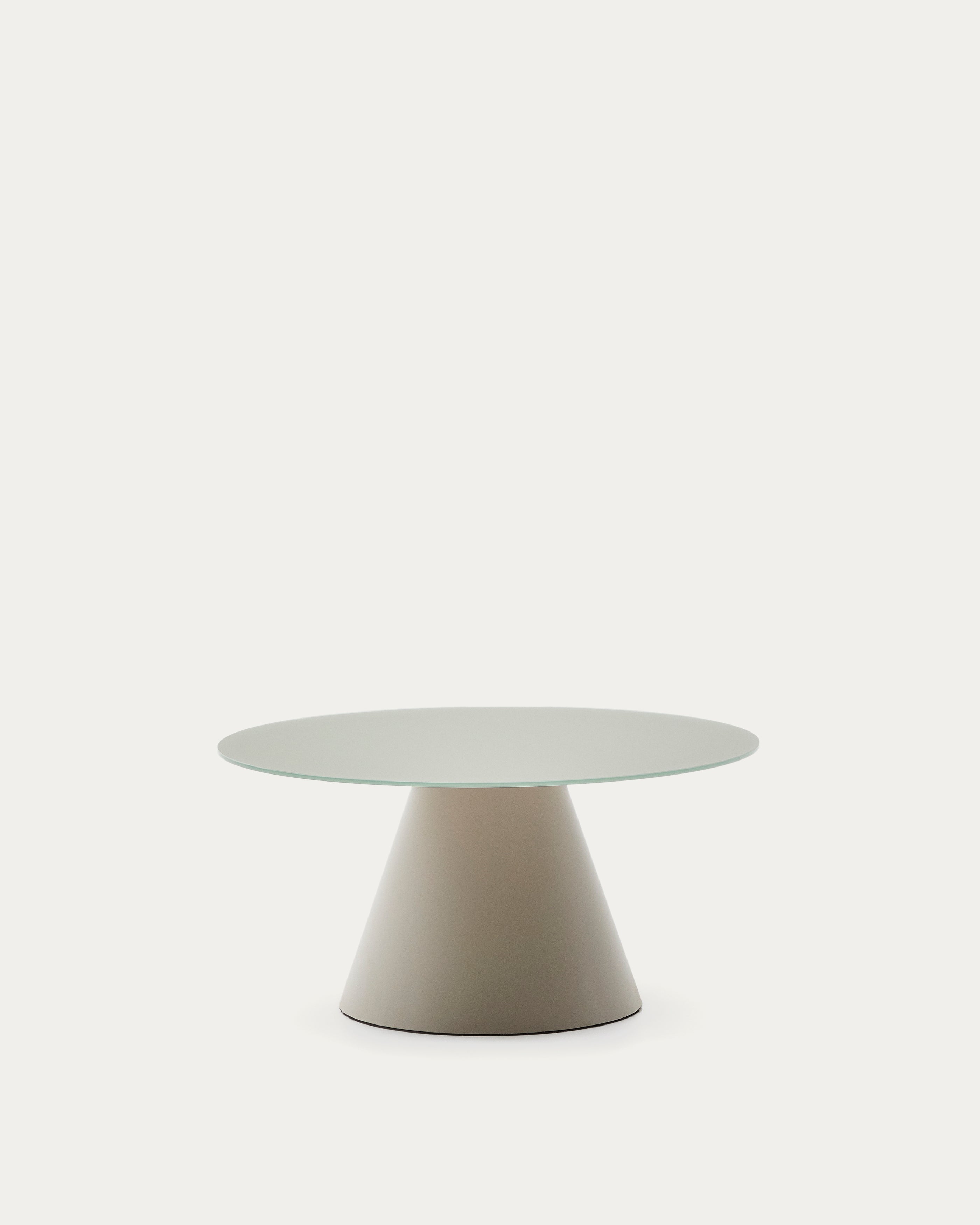 Wilshire tempered glass and metal coffee table with a matte grey finish, Ø 80 cm - Product View