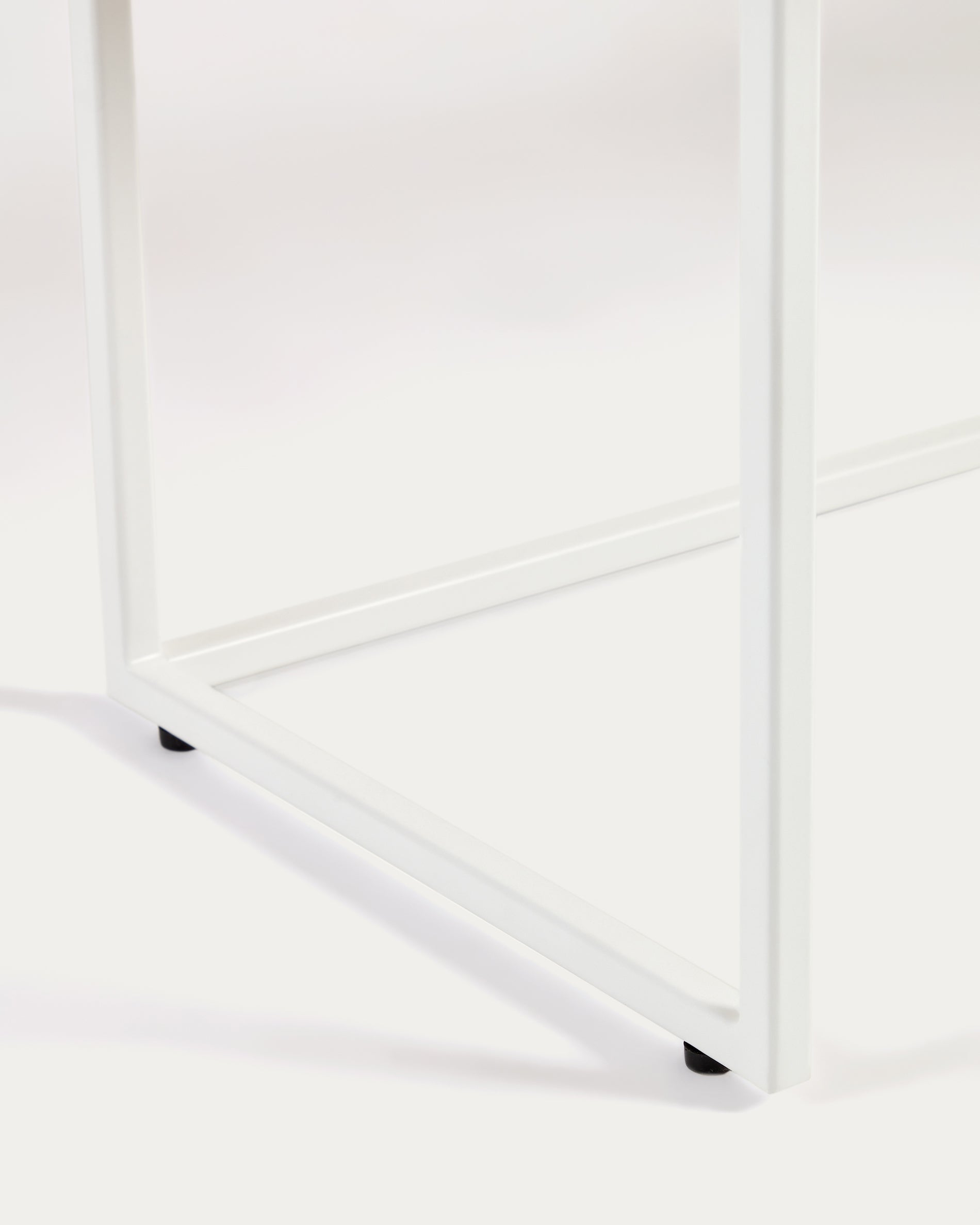 Yoana console table with oak veneer and painted white metal structure, 120 x 80 cm - Detail