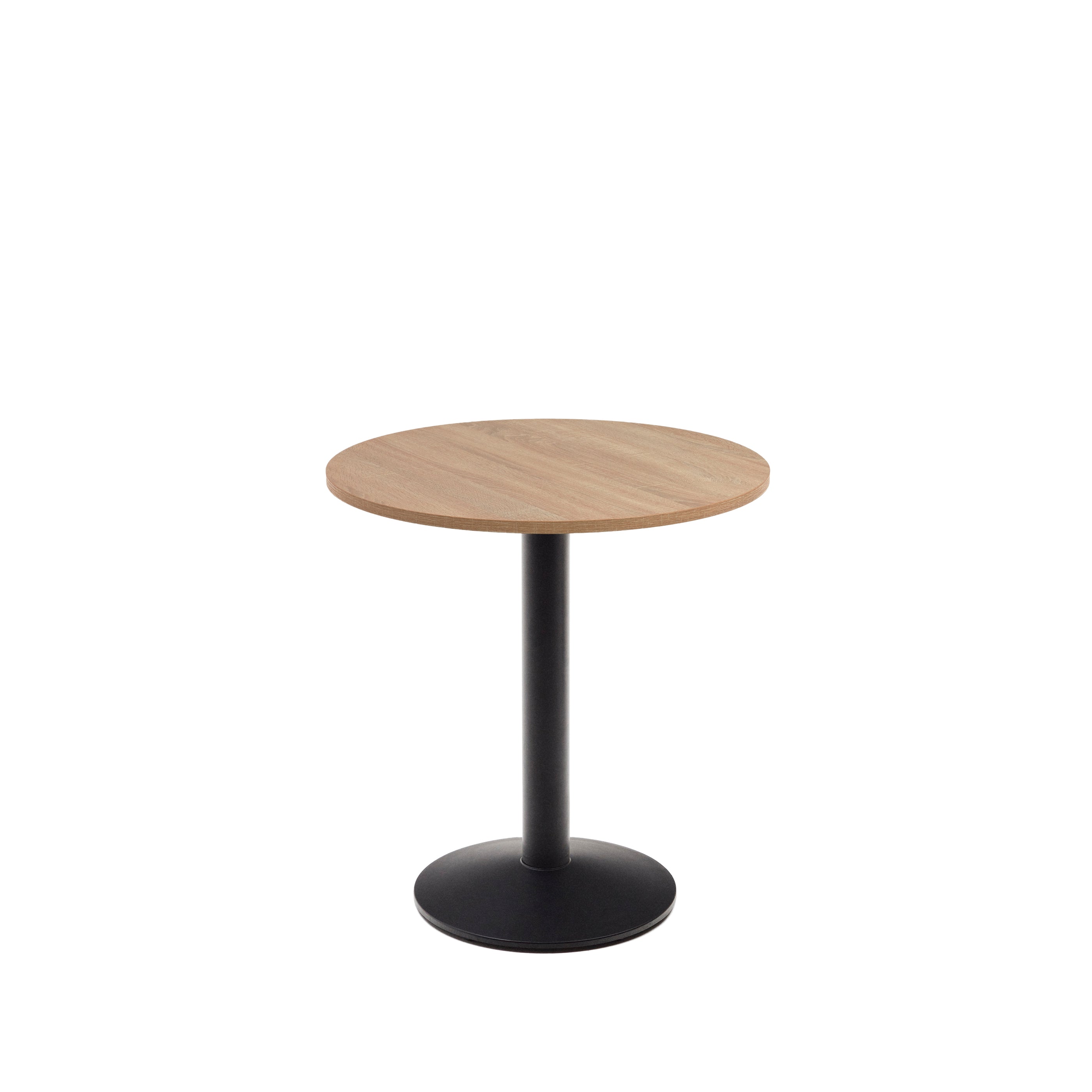 Esilda round table in natural finish melamine with metal leg in a painted black finish, Ø70x70 cm - Product Image