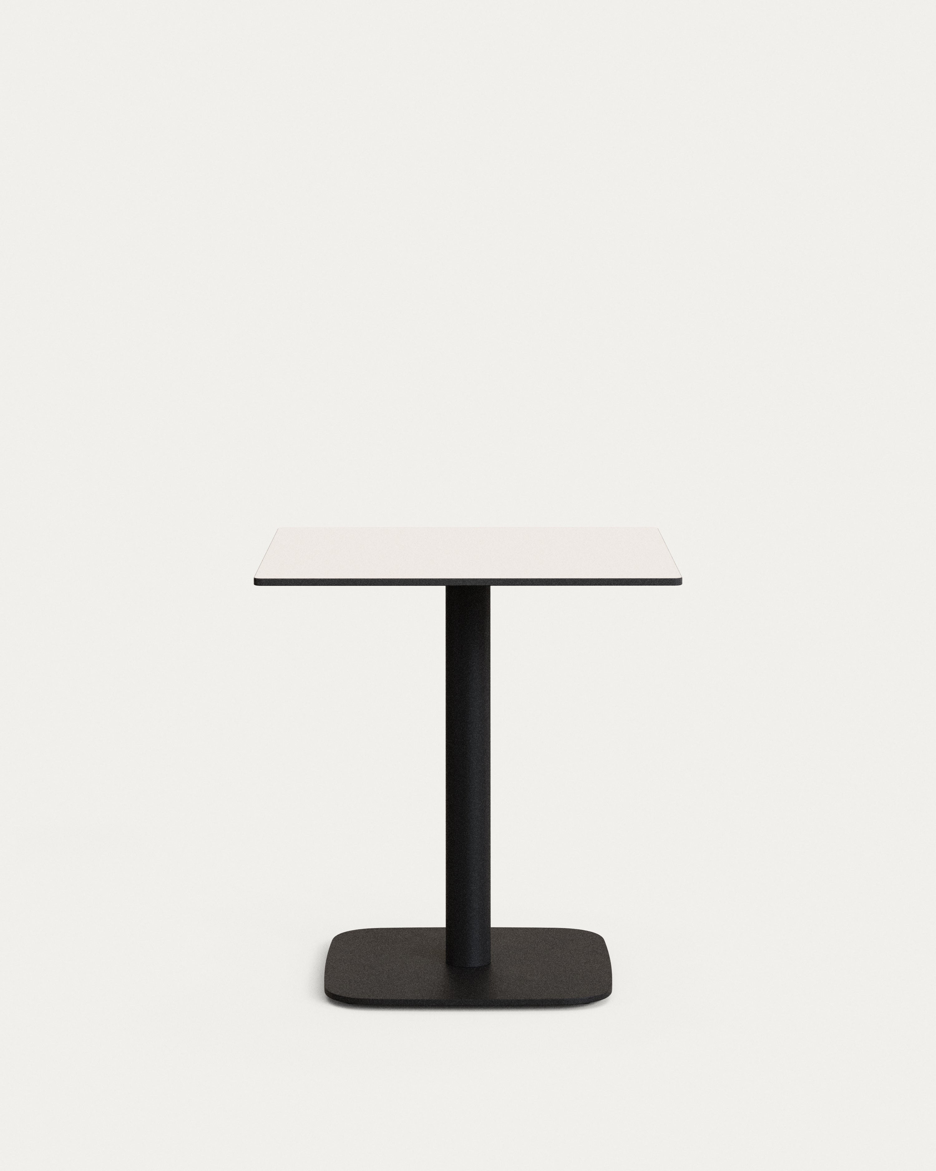 Dina outdoor table in white with metal legal in a painted white finish, 68 x 68 x 70 cm - Product View