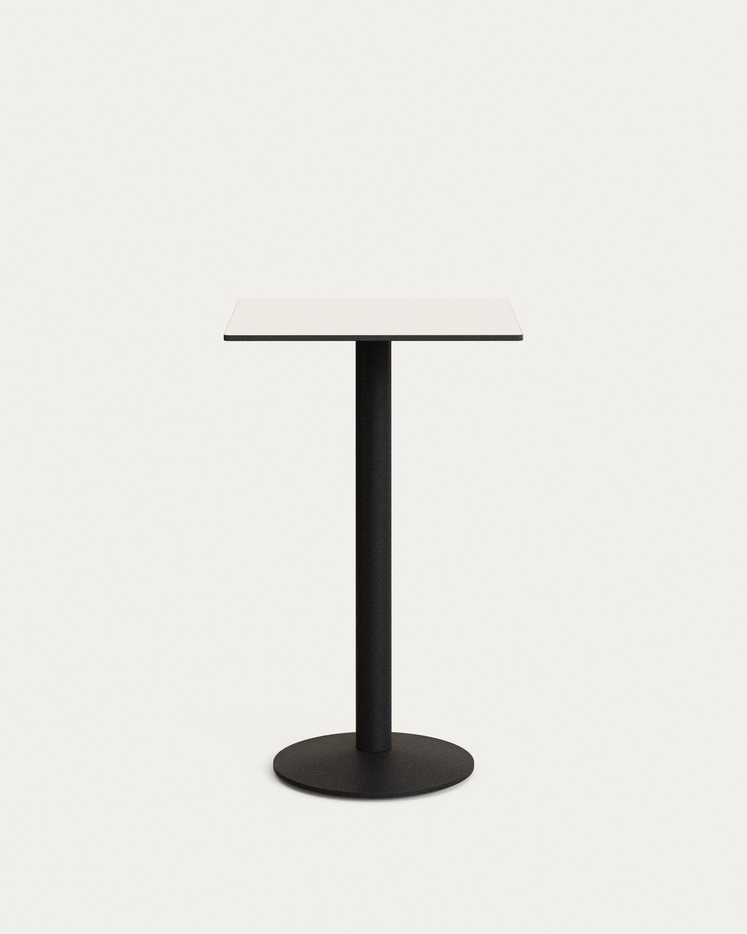 Esilda high table in white with metal leg in a painted black finish, 60 x 60 x 96 cm - Product View