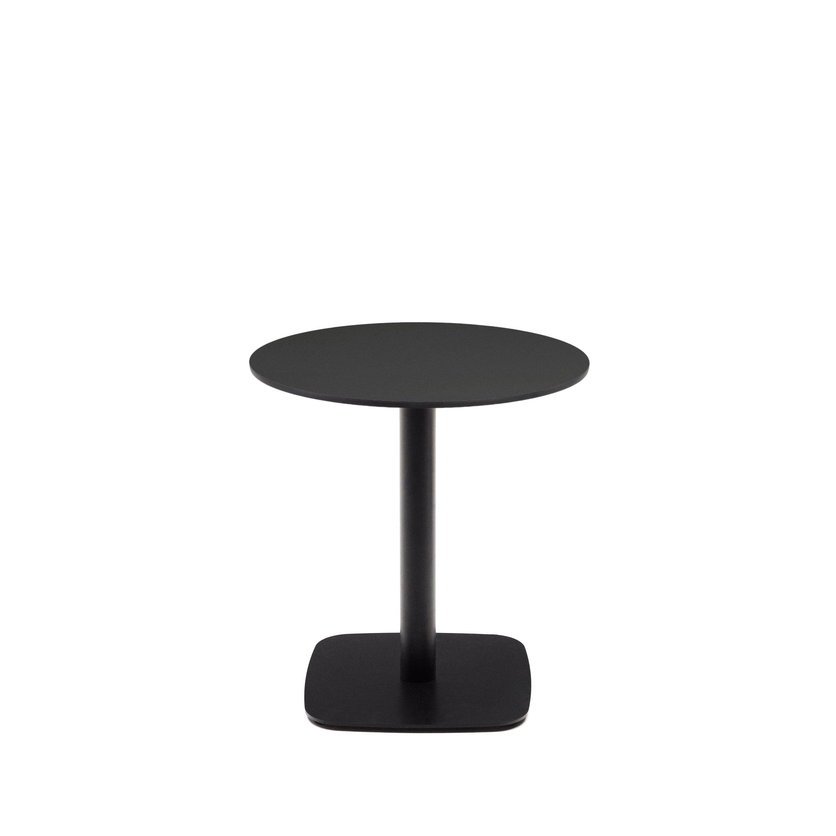 Dina round outdoor table in black with metal legal in a painted black finish, Ø 68x70 cm - Product Image