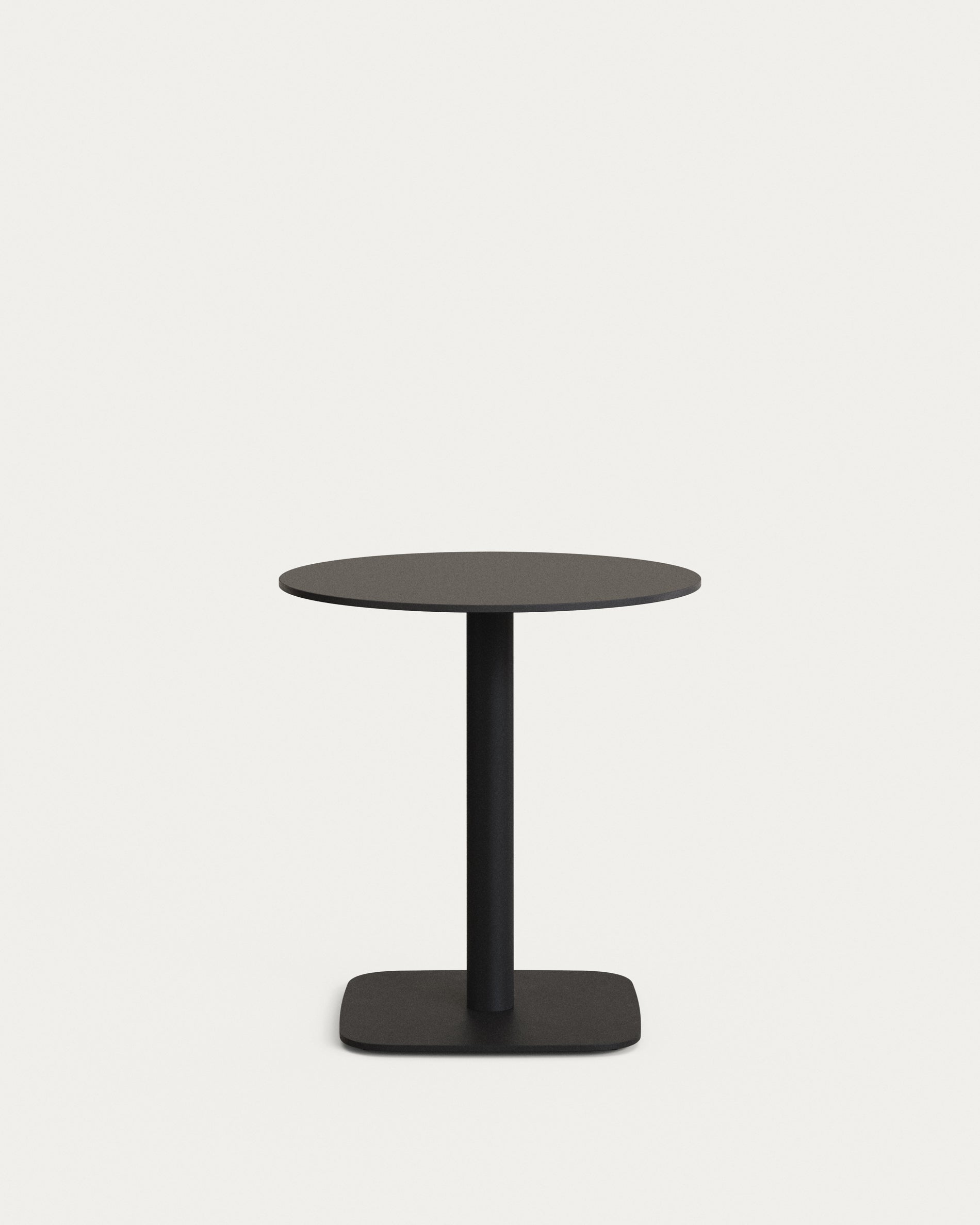 Dina round outdoor table in black with metal legal in a painted black finish, Ø 68x70 cm - Product View