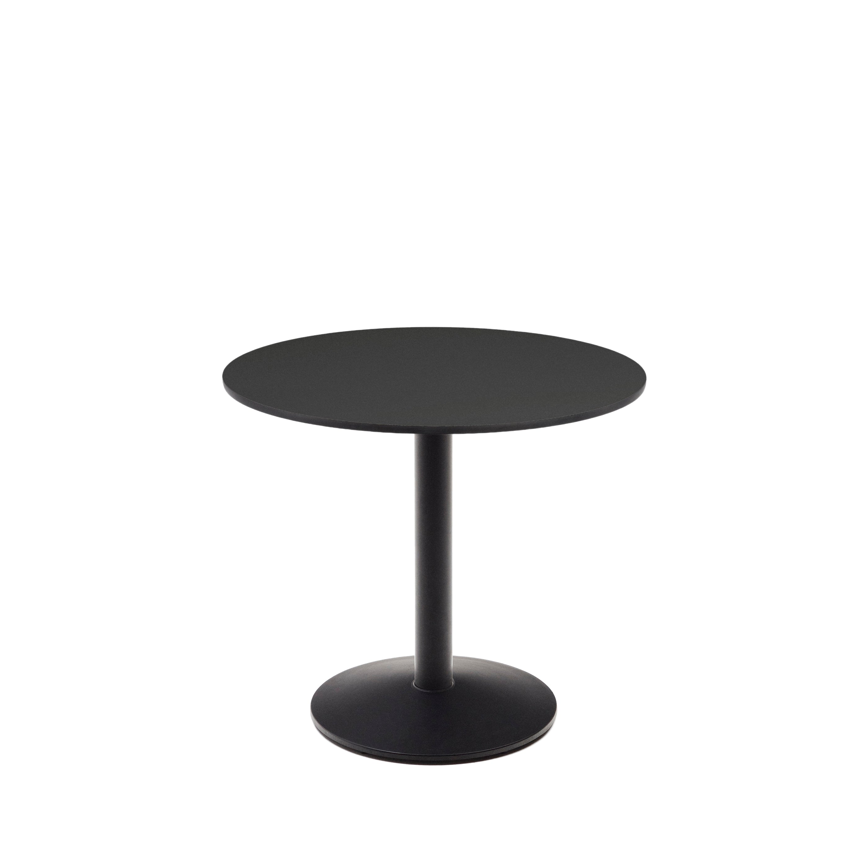 Esilda round outdoor table in black with metal leg in a painted black finish, Ø 90 x 70 cm - Product Image