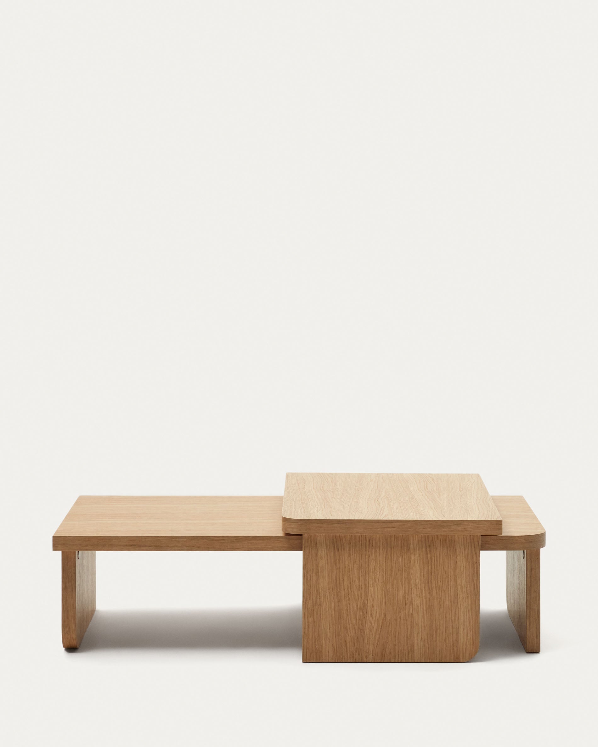 Oaq set of 2 coffee tables in oak wood veneer with natural finish FSC Mix Credit - Product View