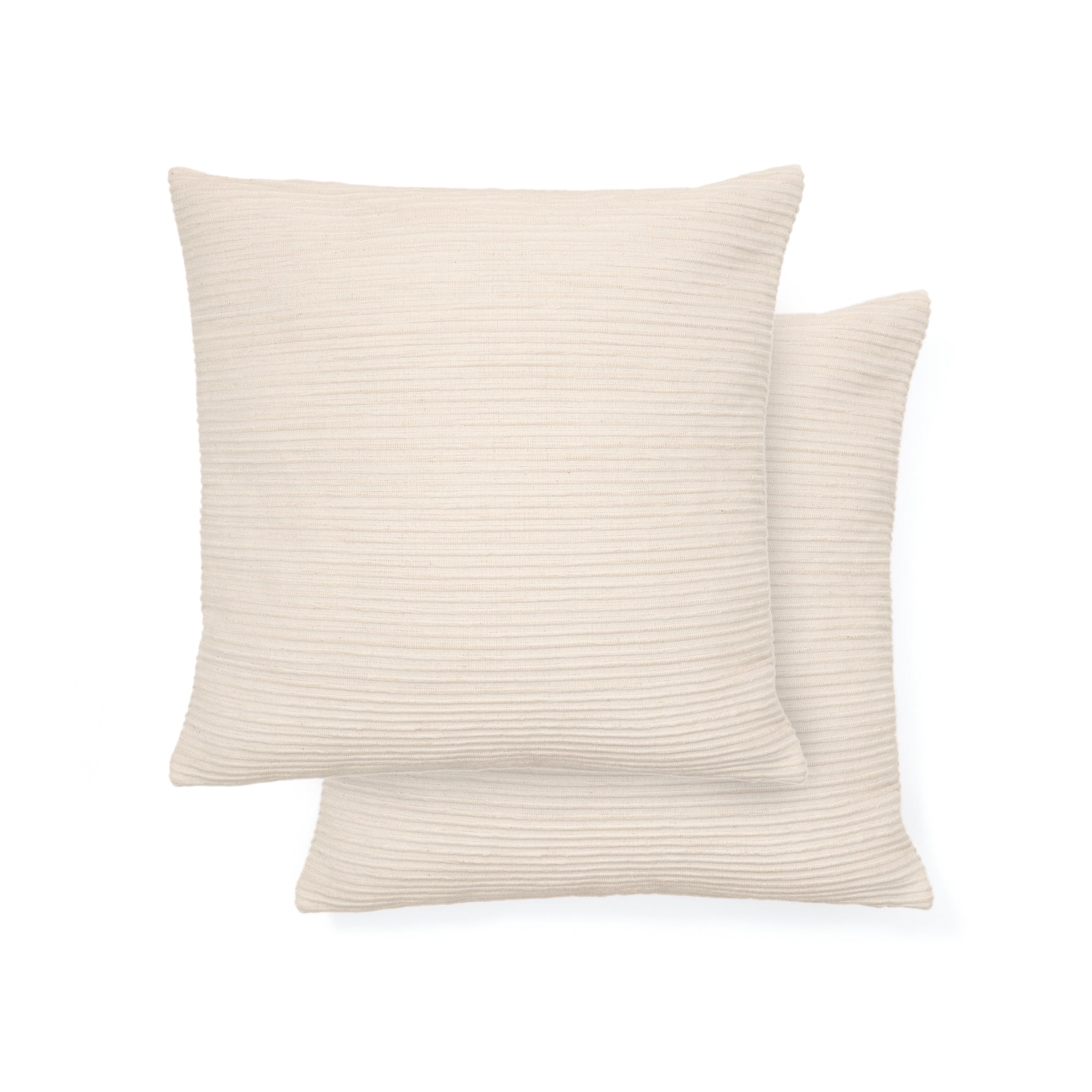 Vindi set of two ecru, 100% cotton cushion covers with fantasy stripes 50 x 50 cm - Product Image