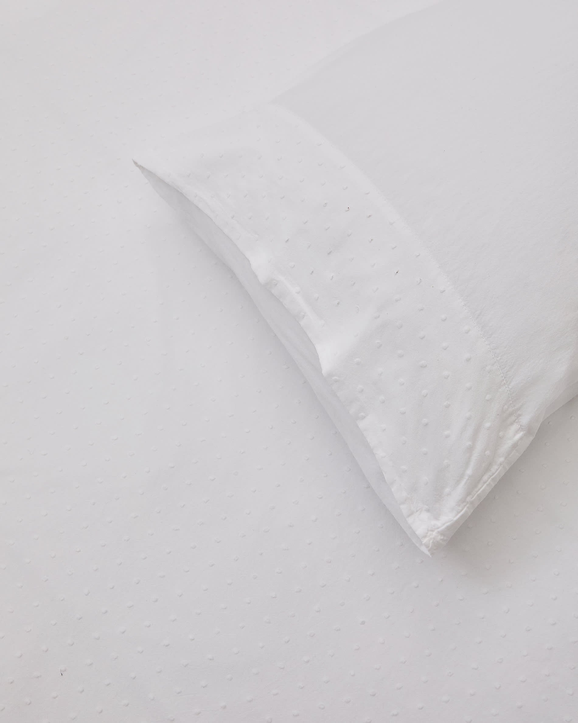 Atenie fehér paplan- és párnahuzat készlet, 100% pamut percale, plumeti részlet, 90 cm-es ágyhoz
