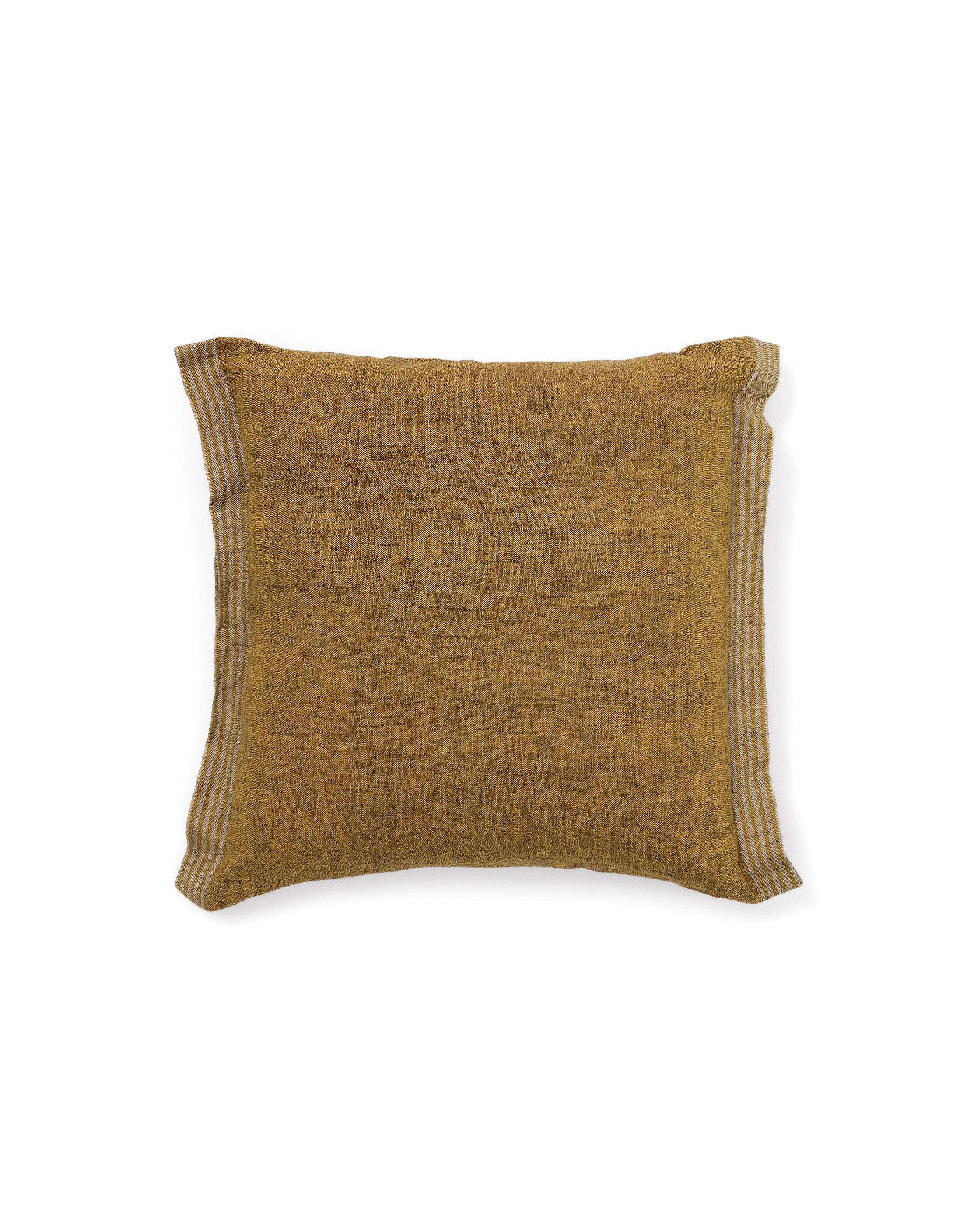 Niven mustard 100% melange linen cushion cover with side stripes 45 x 45cm - Product Image