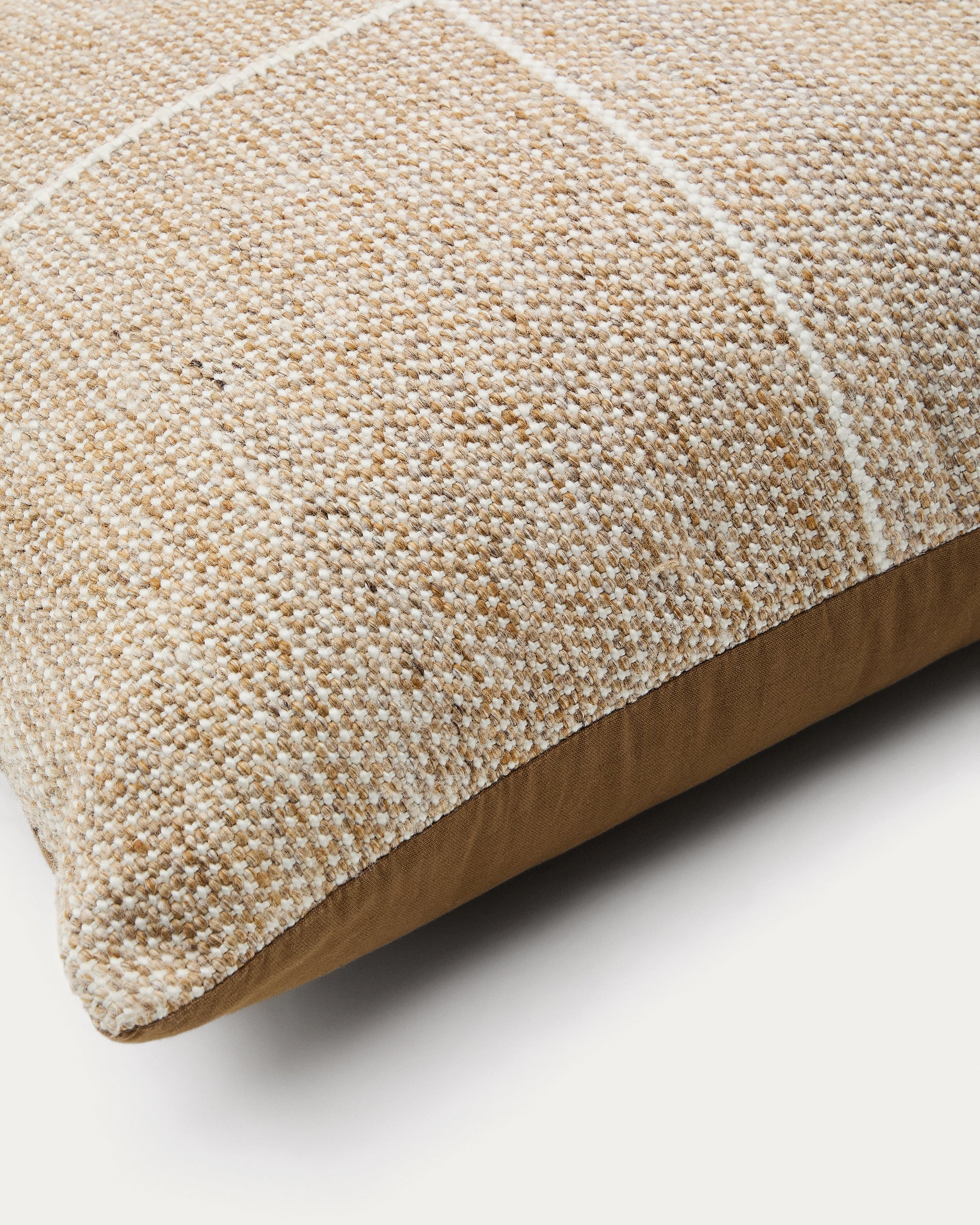 Floor cushion cover Nalian 100% PET with beige checks 70 x 70 cm