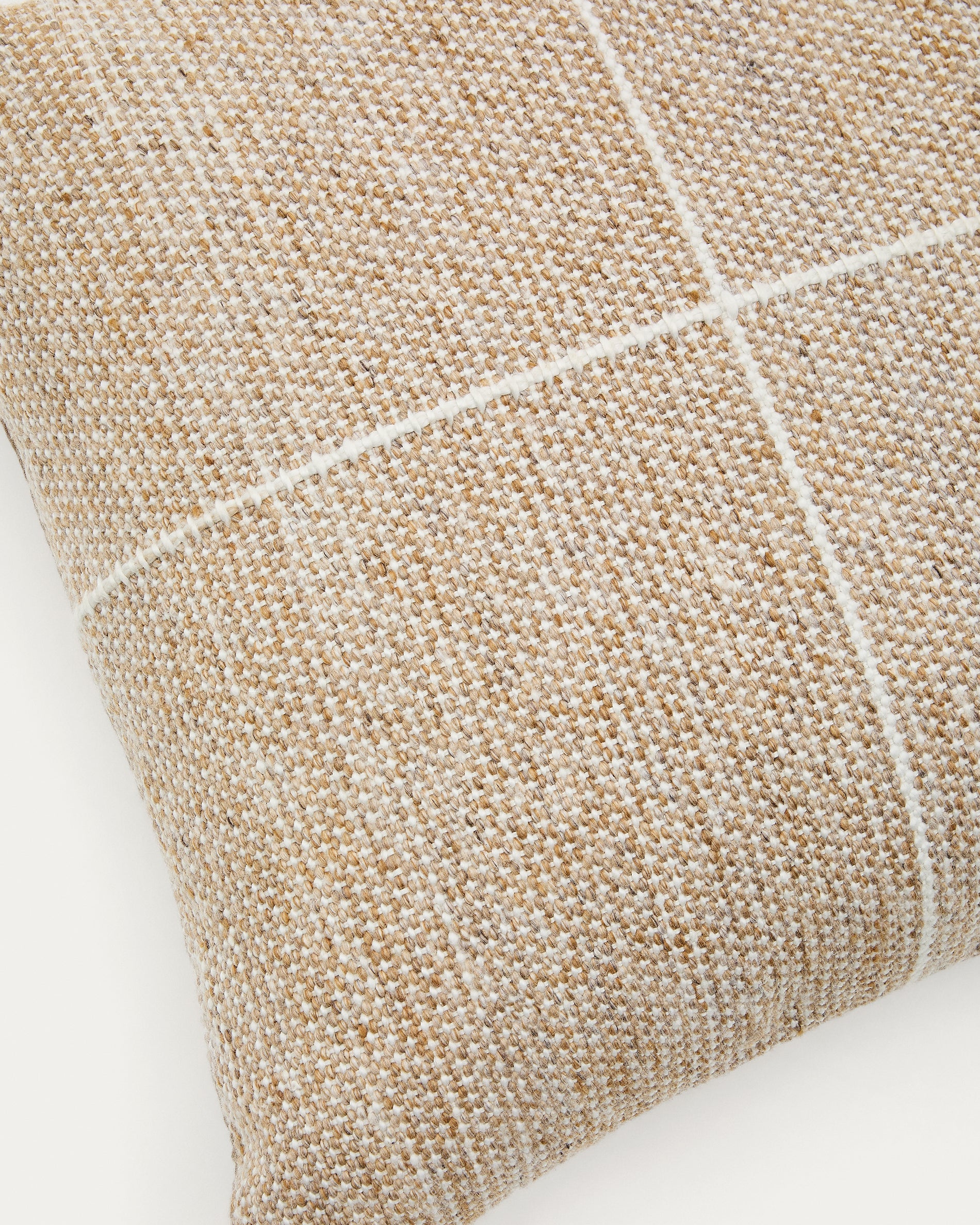 Floor cushion cover Nalian 100% PET with beige checks 70 x 70 cm