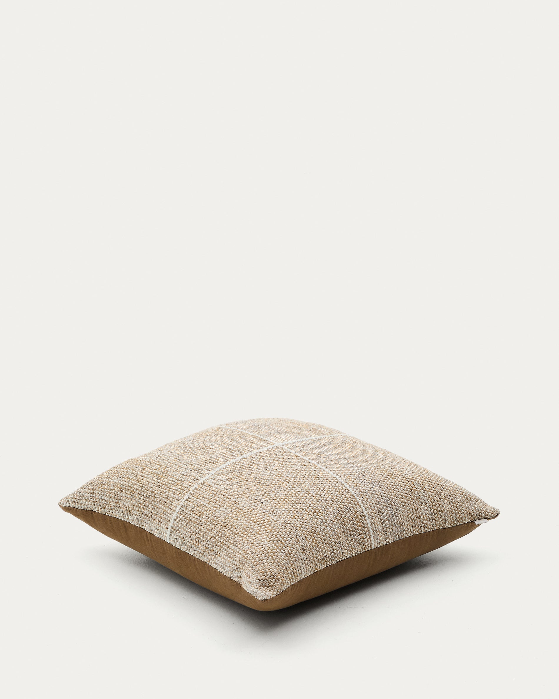 Floor cushion cover Nalian 100% PET with beige checks 70 x 70 cm