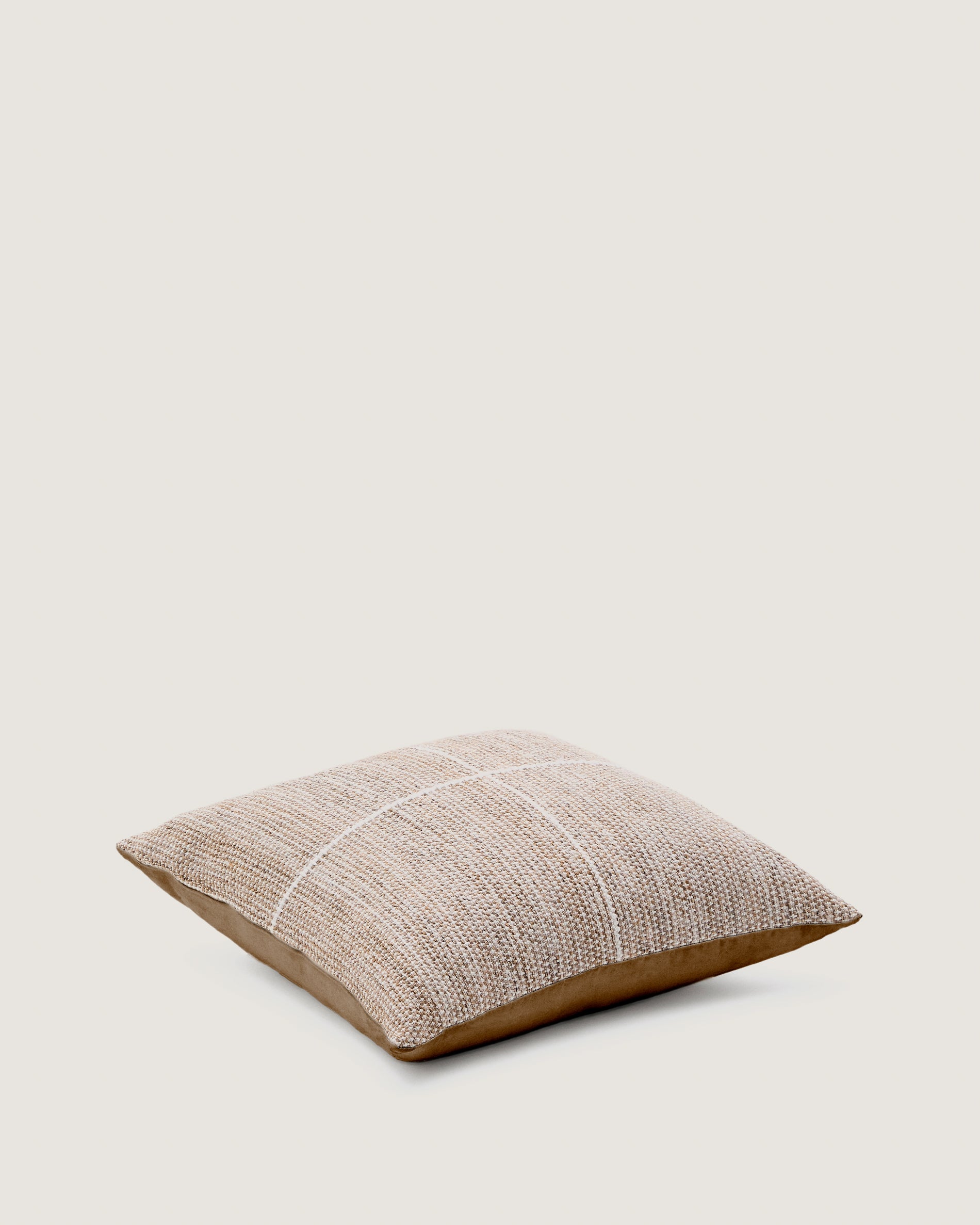 Floor cushion cover Nalian 100% PET with beige checks 70 x 70 cm