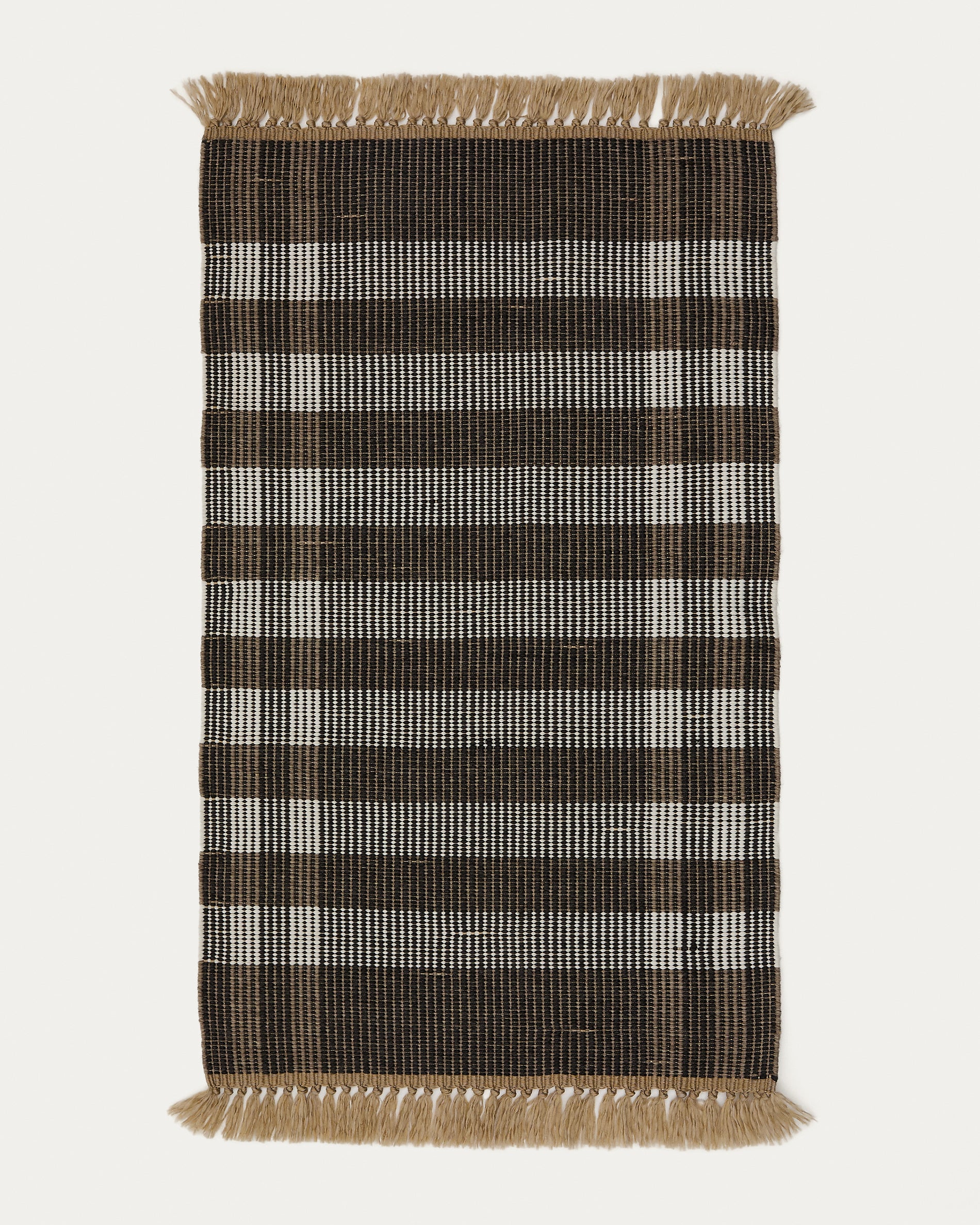 Rug Barani in synthetic fibers brown and black 60 x 90 cm - Product View