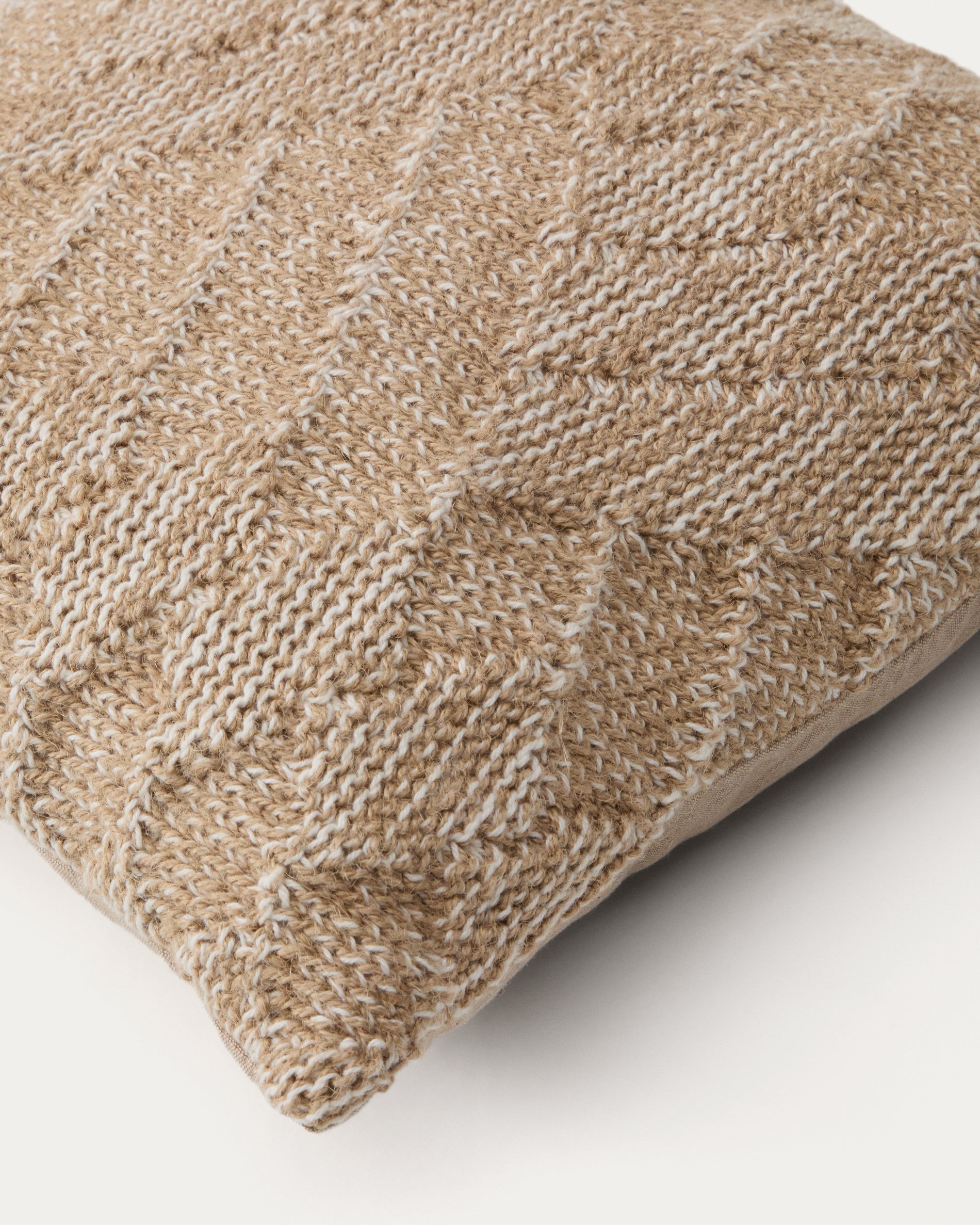 Melyan beige jacquard cotton and jute cushion cover 45 x 45cm - Detail