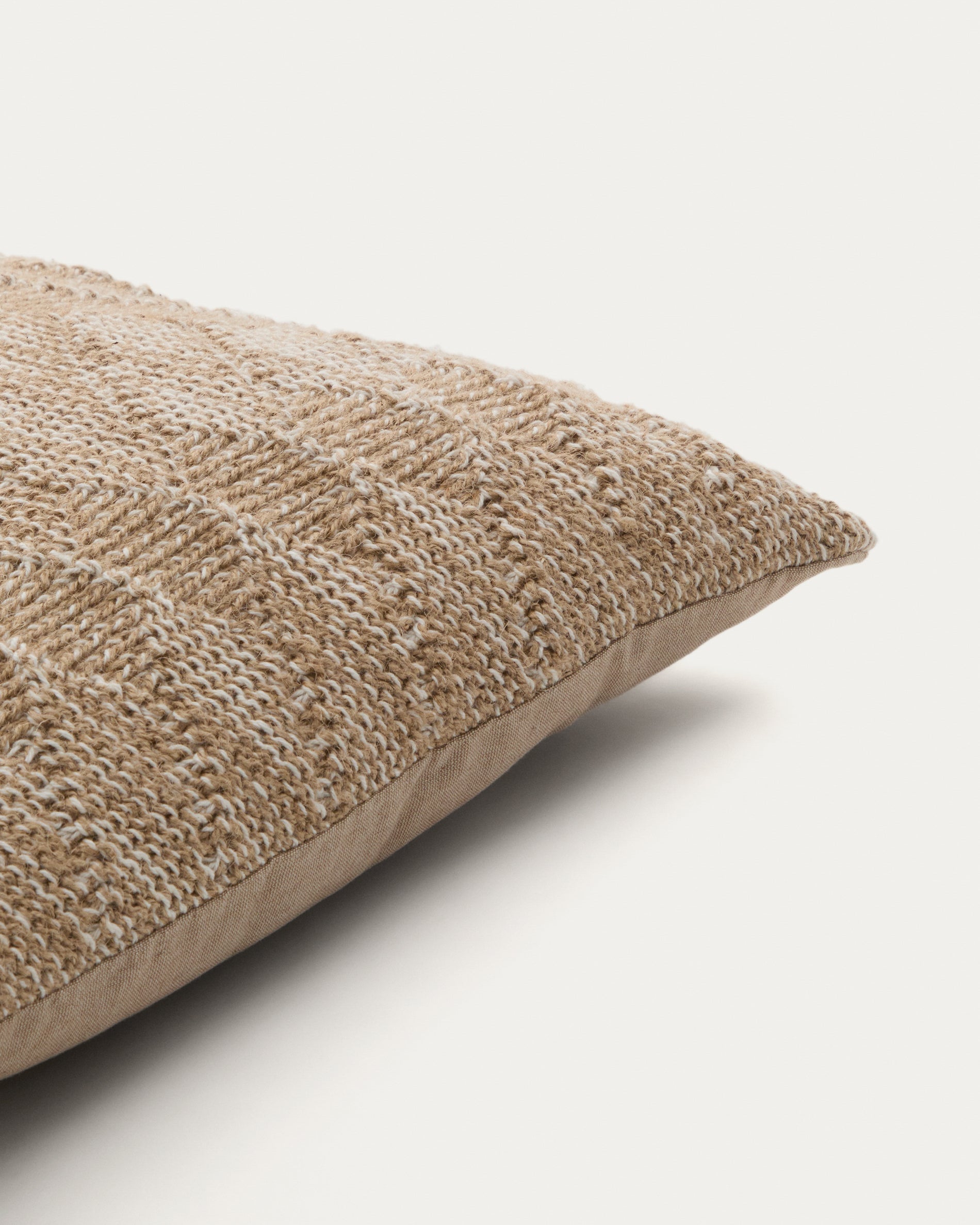 Melyan beige jacquard cotton and jute cushion cover 45 x 45cm - Detail