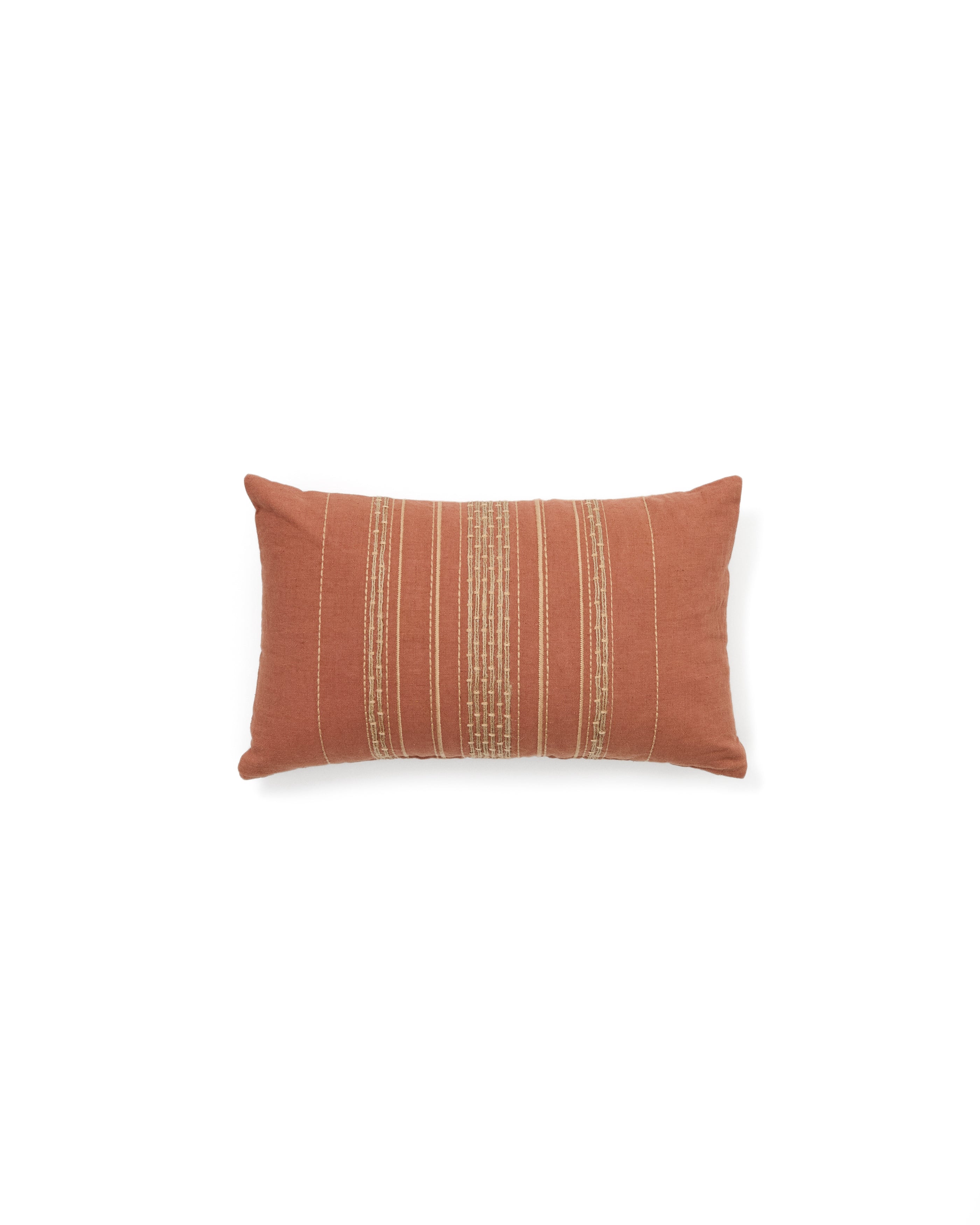 Sairu linen cushion cover with multicoloured jute embroidery 30 x 50cm - Product Image