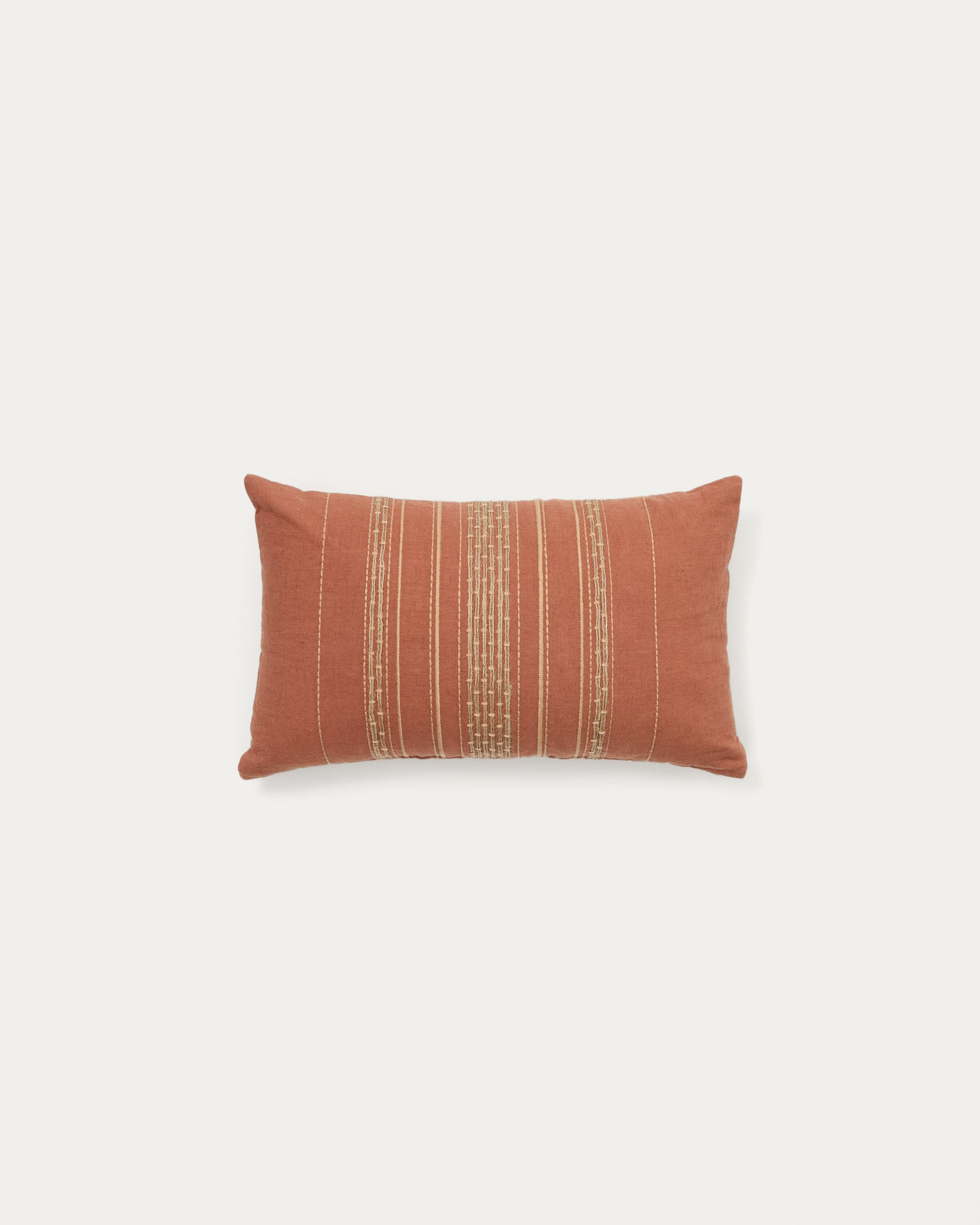 Sairu linen cushion cover with multicoloured jute embroidery 30 x 50cm - Product View