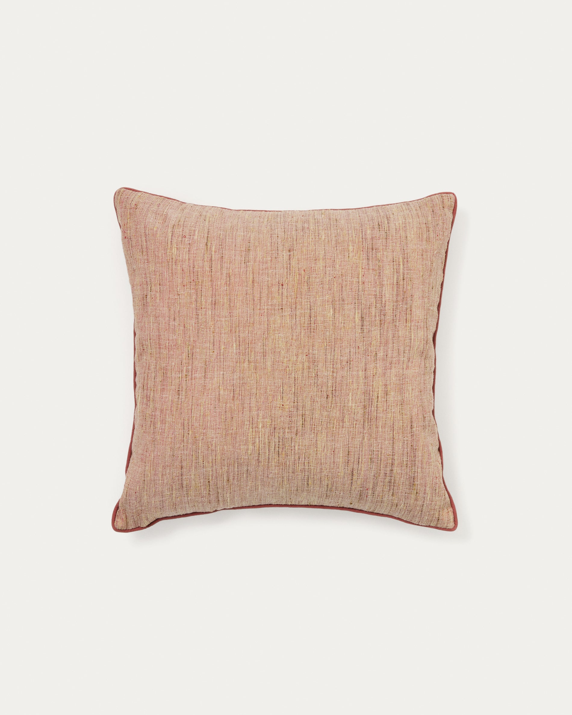 Aleos pink cushion cover in melange fabric with contrasting trim 45 x 45cm - Product View