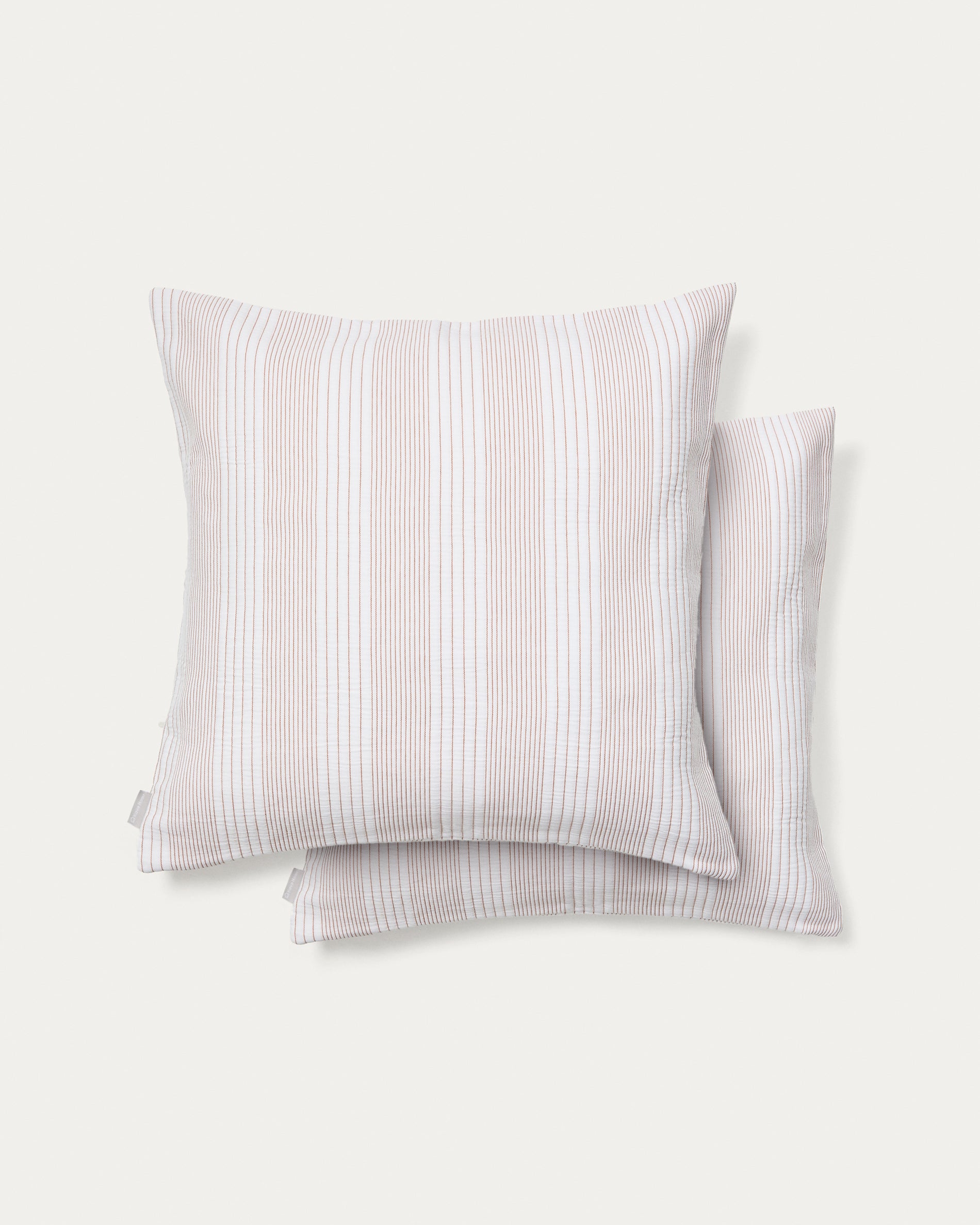 Macie set of 2 red and beige striped 100% cotton cushion covers 50 x 50cm - Product View