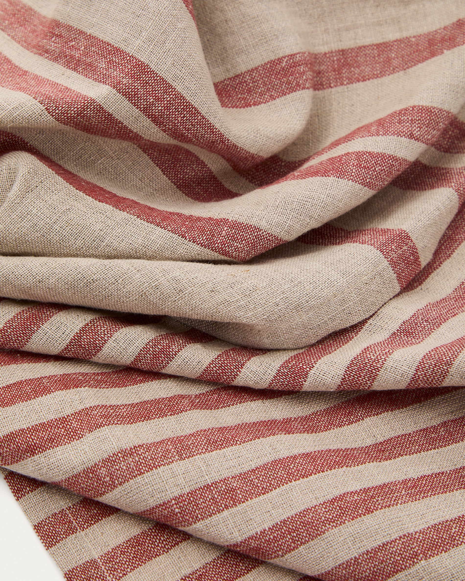 Jarne set of 2 placemats in beige and red linen 35 x 50 cm - Detail