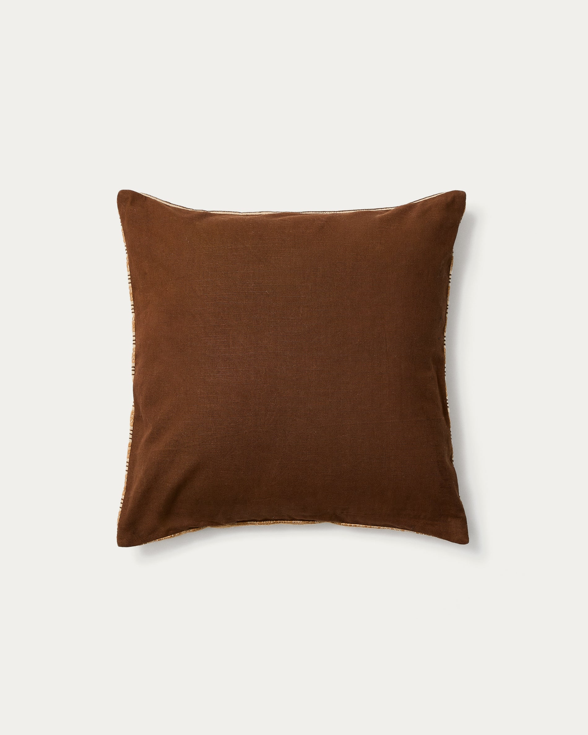 Tavina 100% cotton cushion cover with brown embroidery 50 x 50cm - Product View