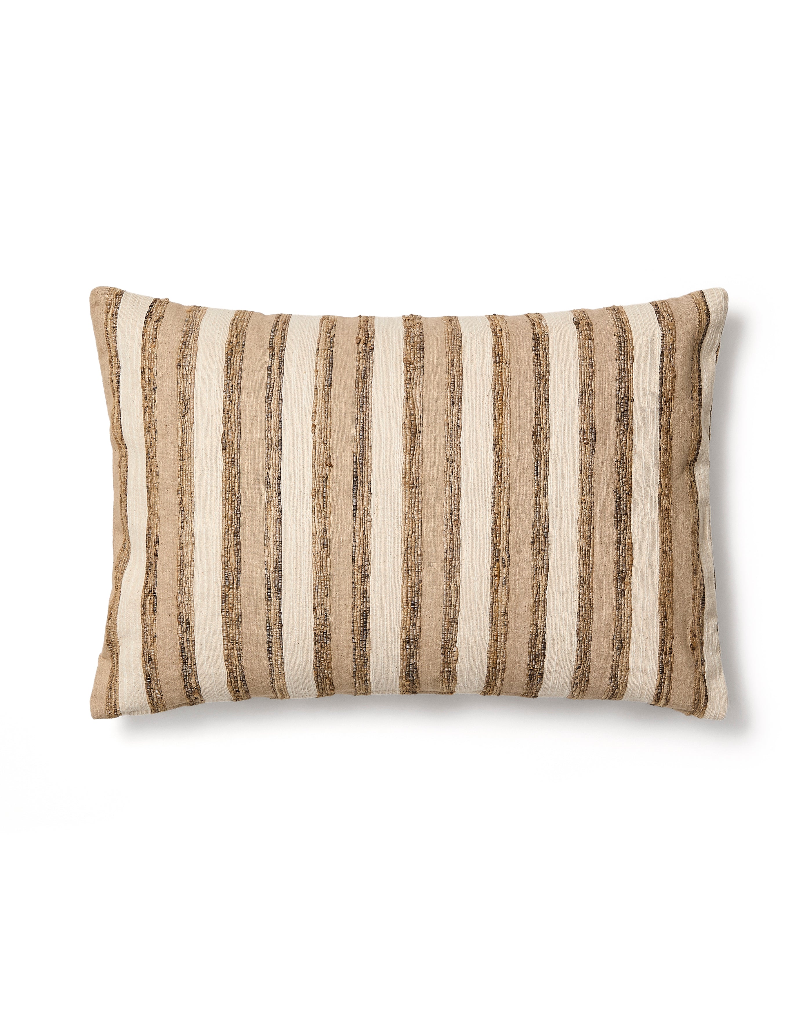 Dorevi ecru striped silk blend jacquard cushion cover 40 x 60cm - Product Image