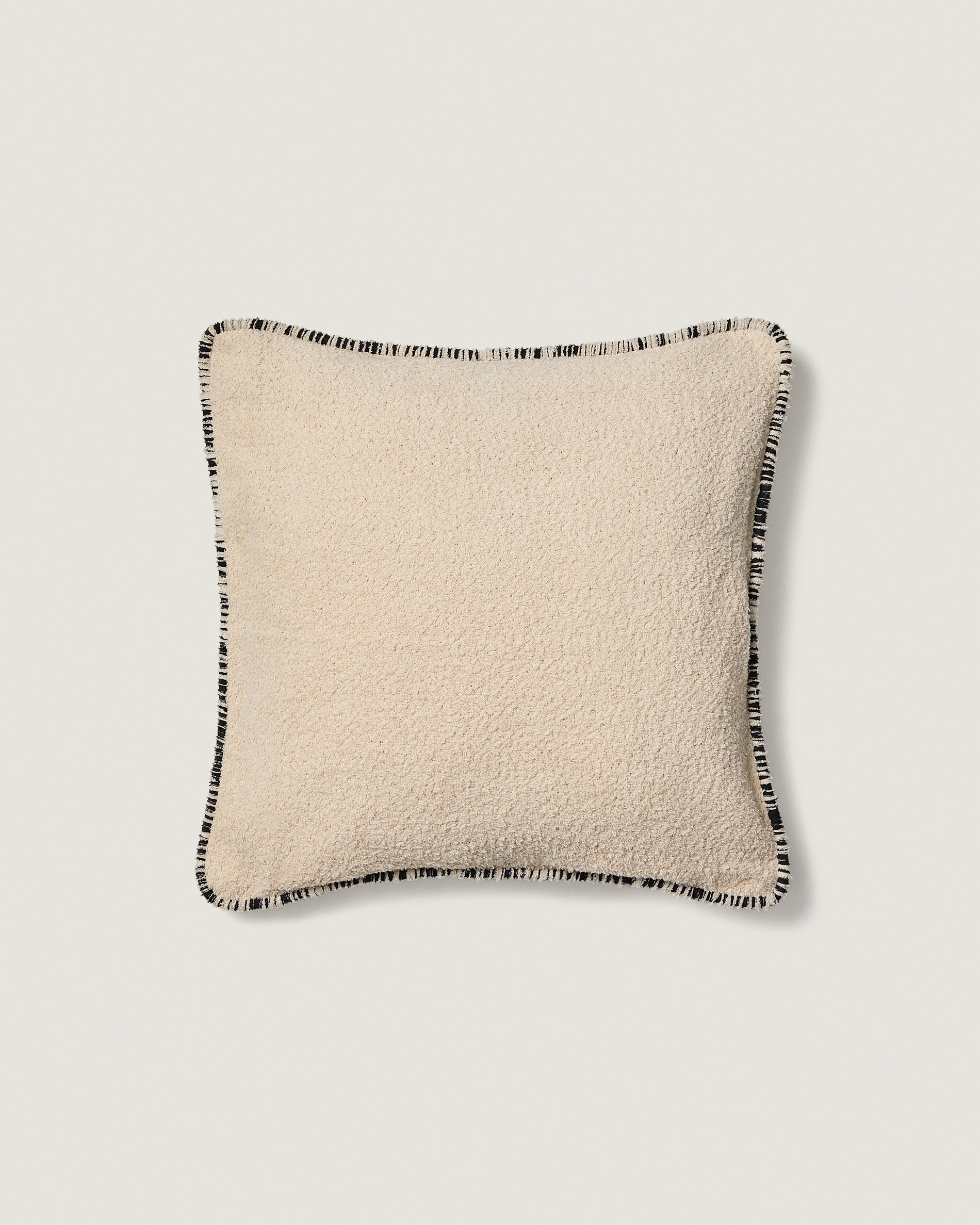Enari beige 100% cotton cushion cover with contrasting black trim 50 x 50cm - Product View