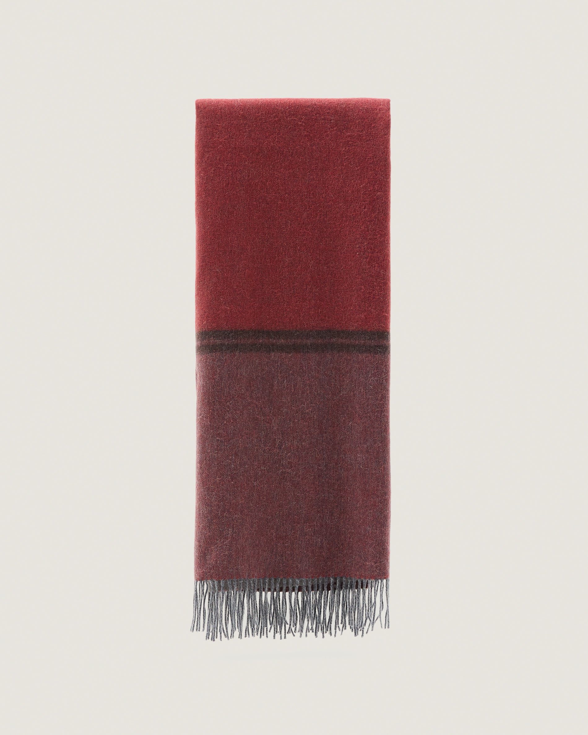 Zunara multicoloured double-sided wool blend blanket with fringing 170 x 130cm - Product View