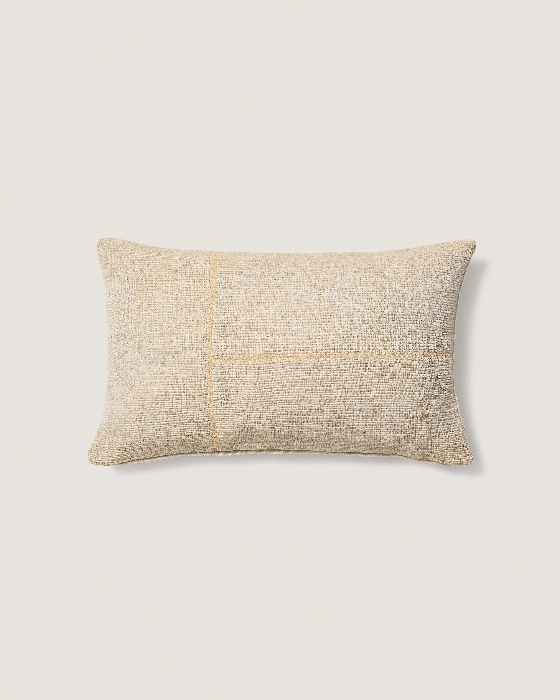 Anvera beige viscose jacquard cushion cover with yellow contrasting lines 40 x 60 cm - Product View