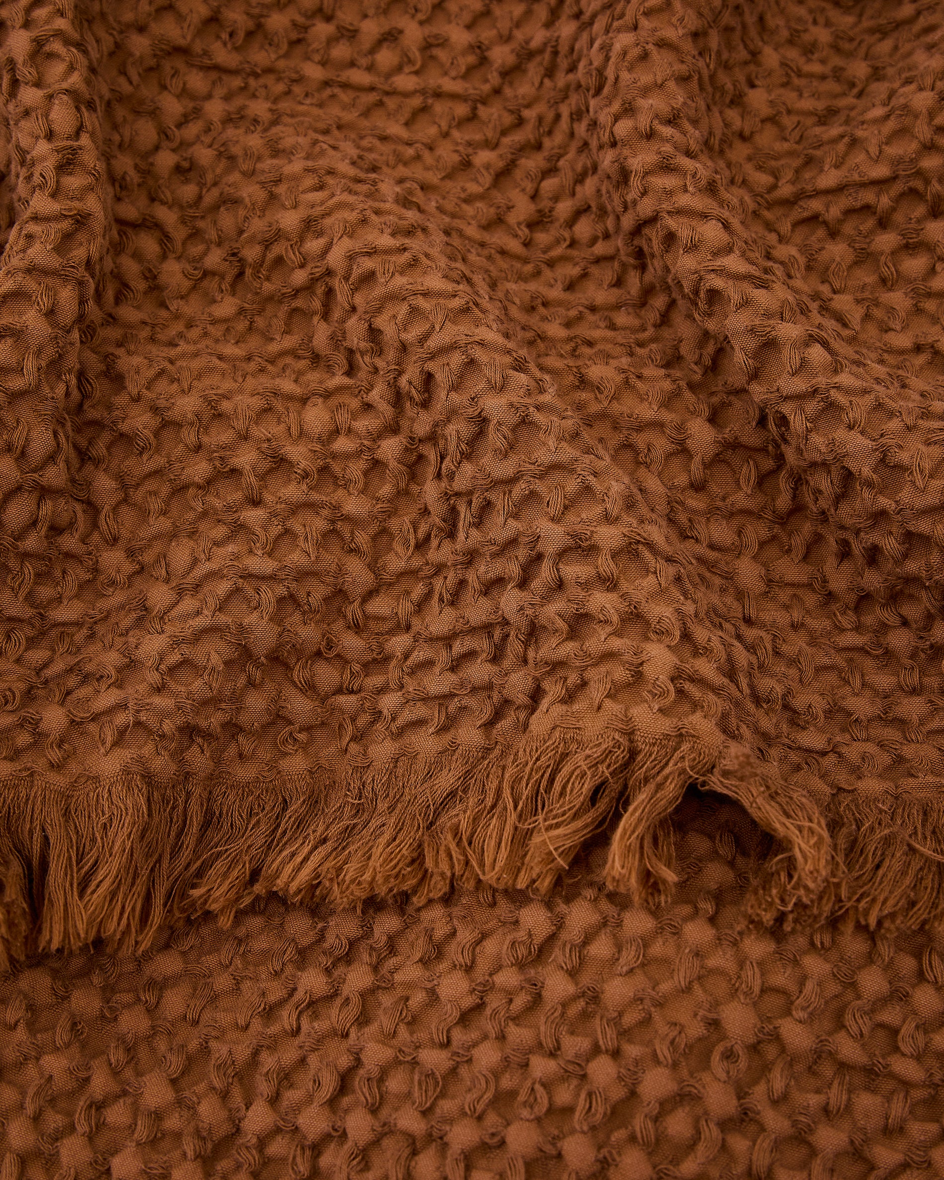 Nulina 100% cotton waffle blanket in dark orange 130 x 170 cm - Detail