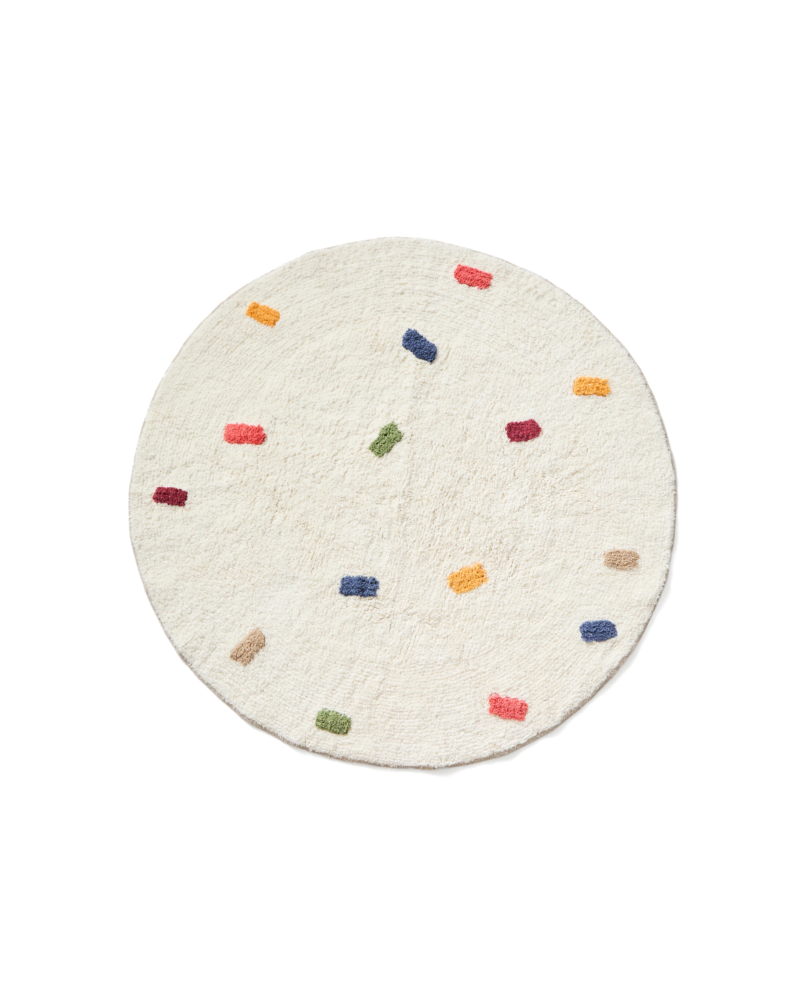 Epifania round rug 100% cotton white with multicoloured dots Ø 100 cm - Product Image