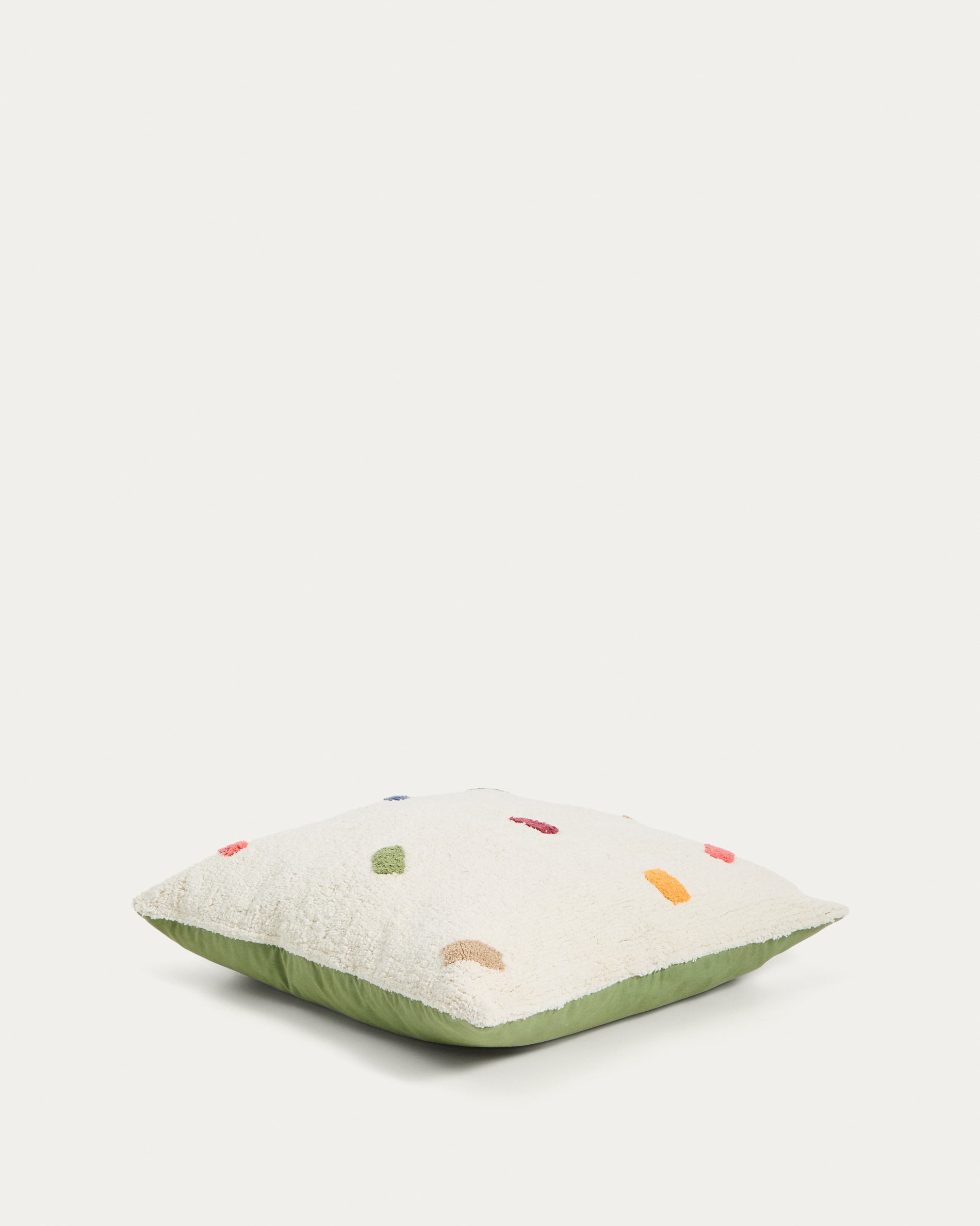 Epifania floor cushion cover 100% white cotton with multicolour dots - Product View