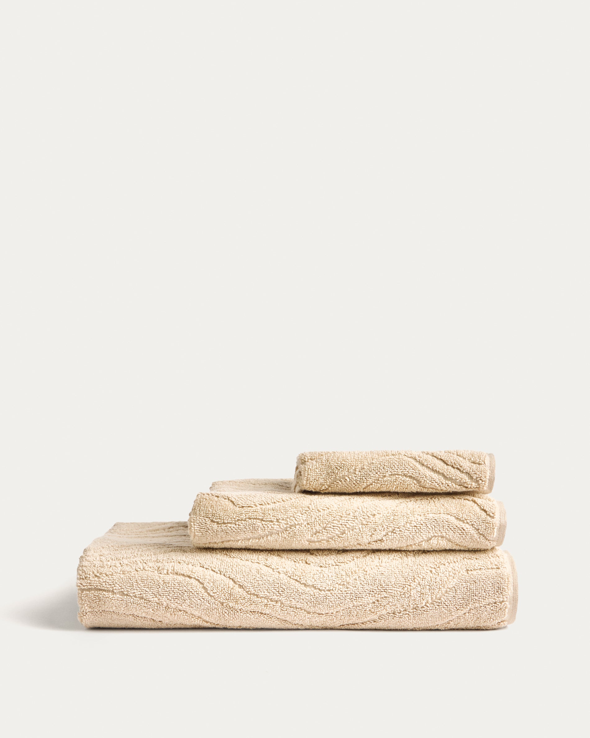 Dalira 100% cotton beige zebra jacquard hand towel 50 x 90cm - Product View