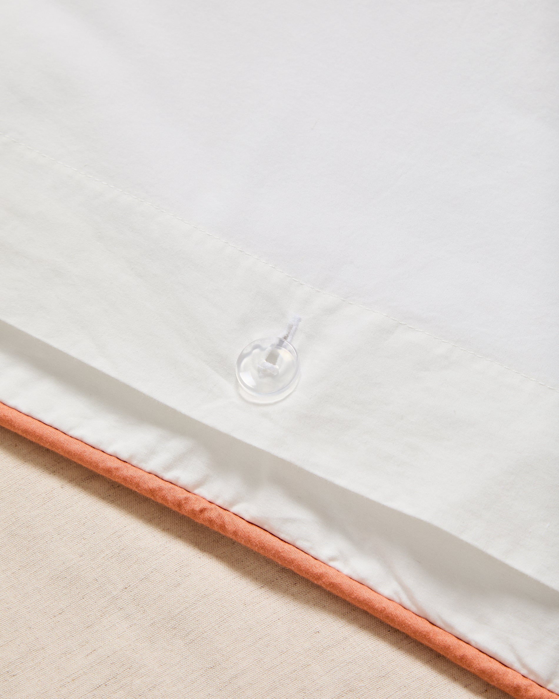 Virelda duvet cover and pillowcase set in beige cotton and linen with embroidered detail for 90cm bed - Detail