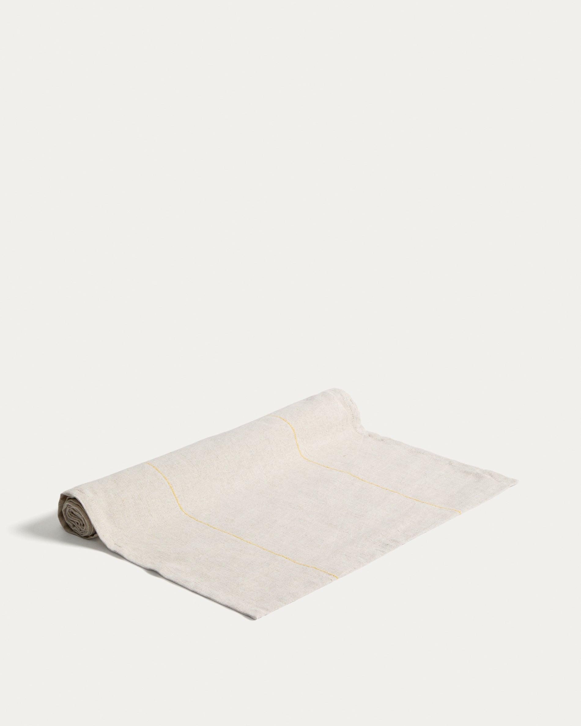 Ulaen beige cotton and linen table runner with yellow stripes 50 x 150cm - Product View