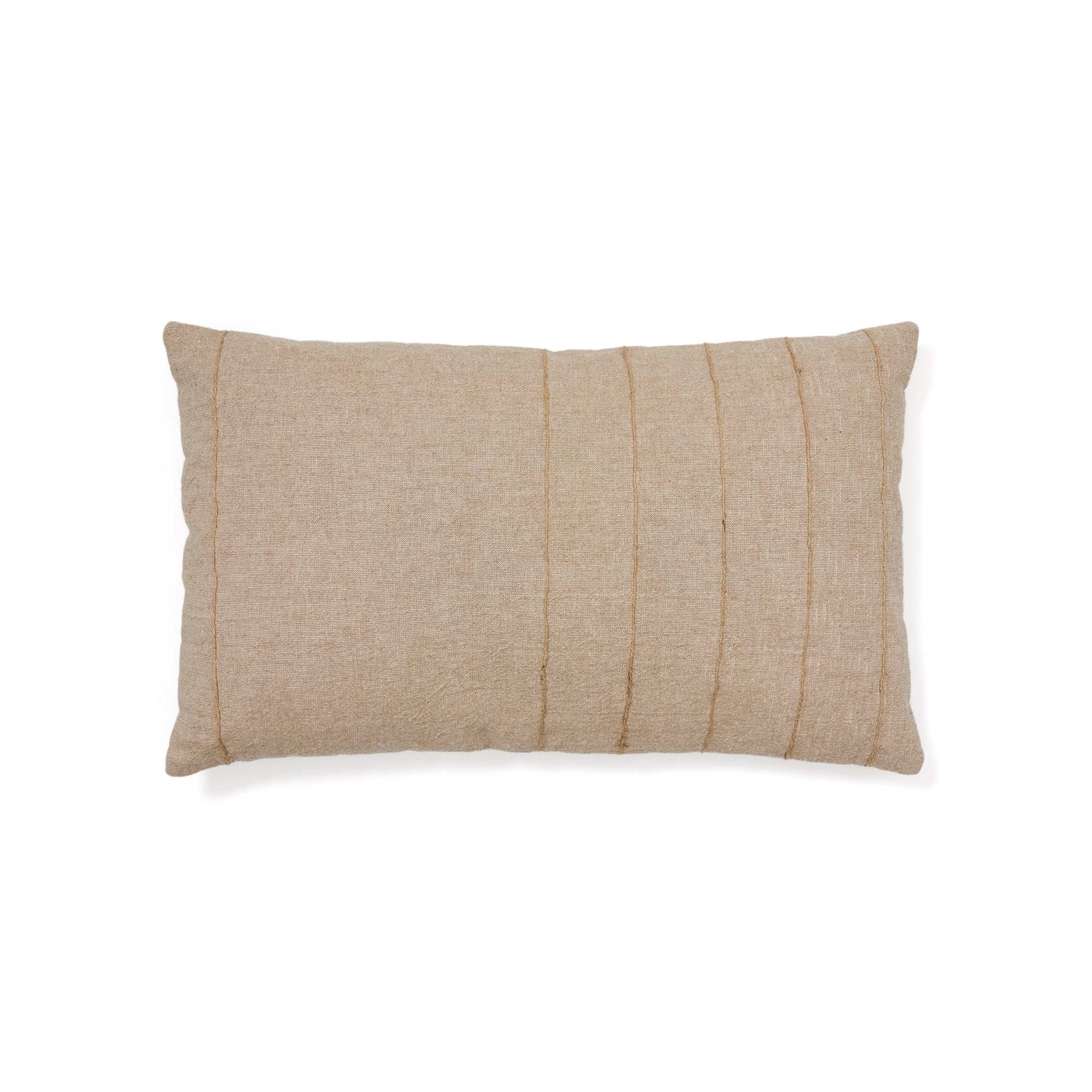 Sayema cushion cover in beige cotton and natural jute embroidery feature, 30 x 50 cm - Product Image