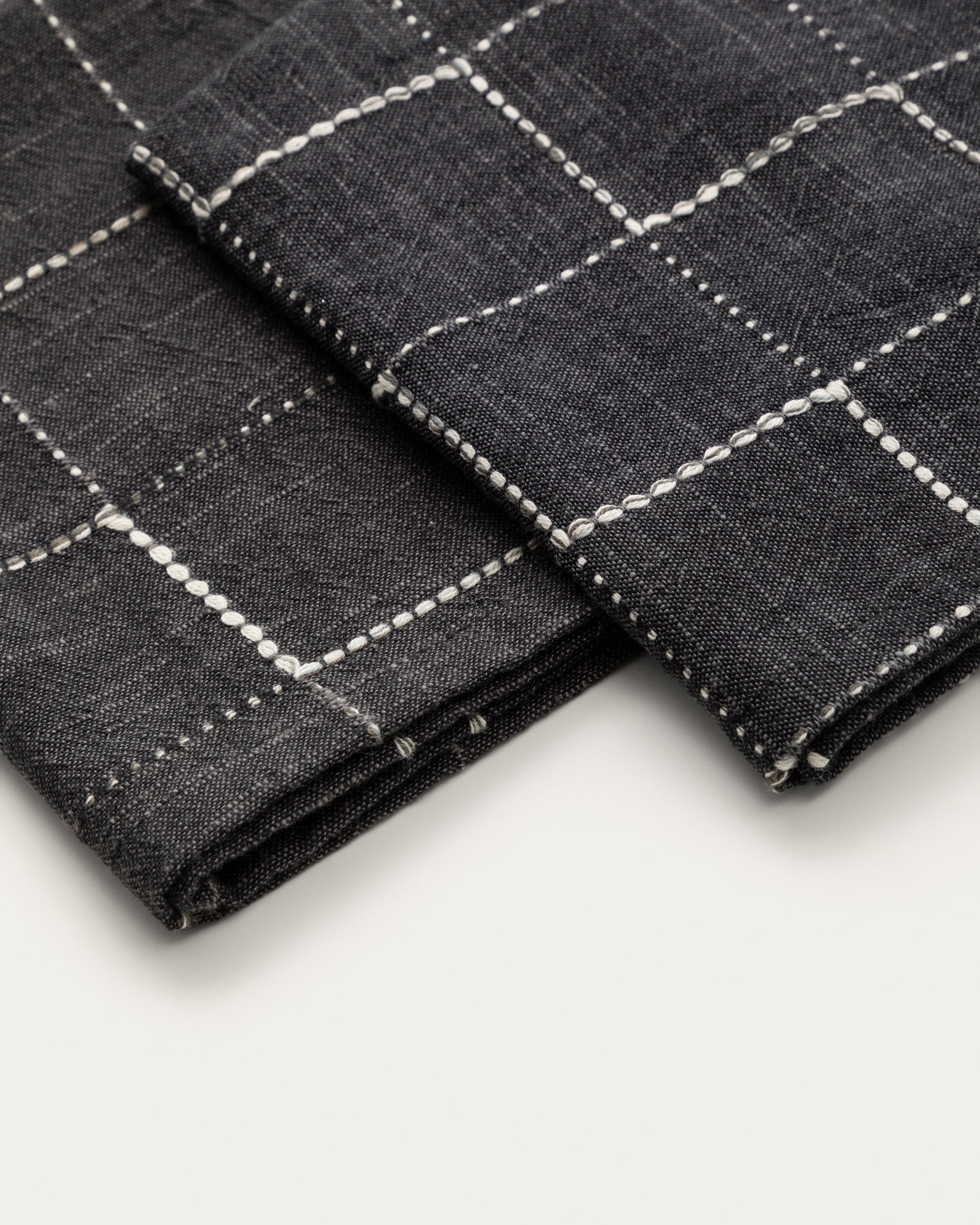 Ersen set of 2 black, 100% cotton napkins - Detail