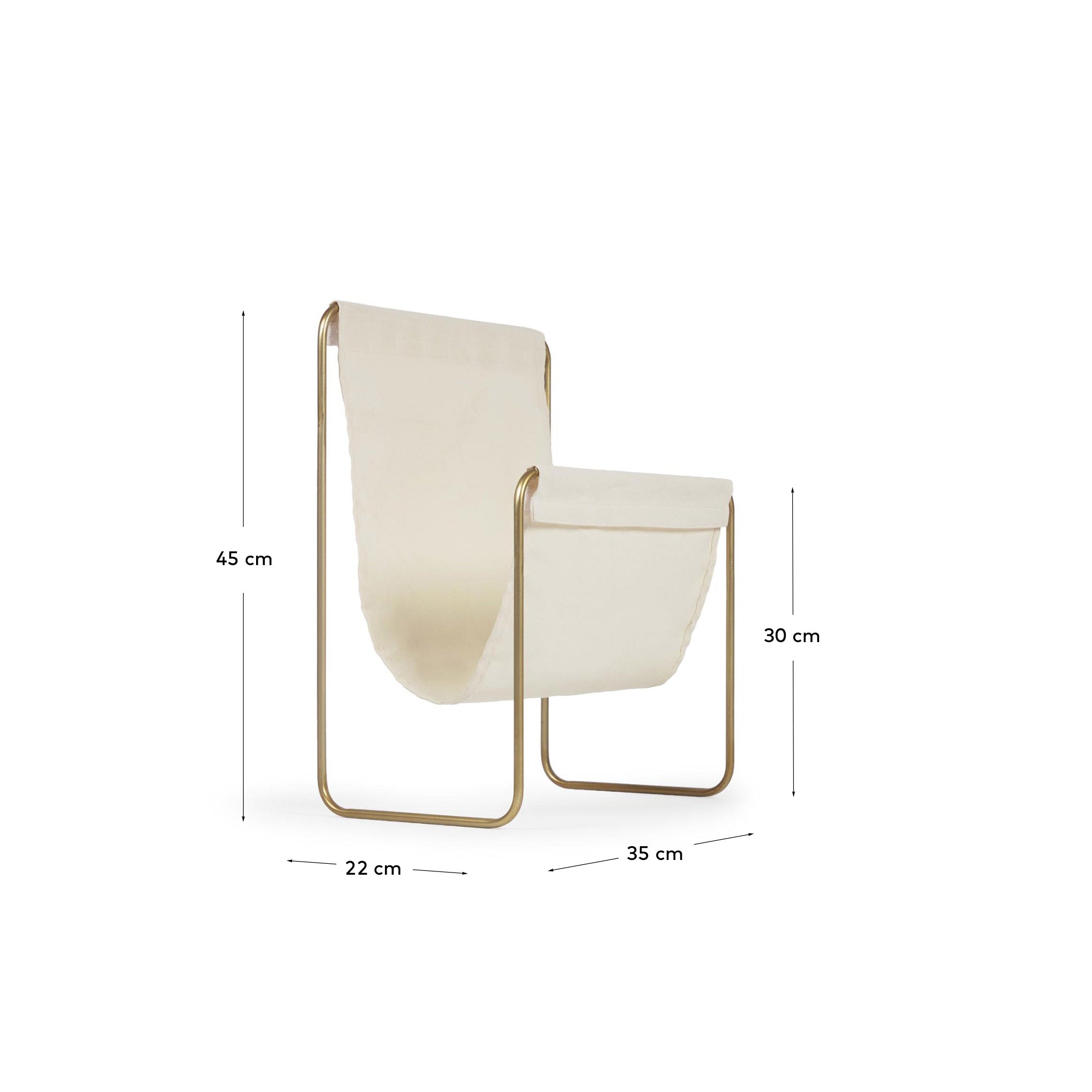 Siana beige magazine rack in golden metal - Measurements