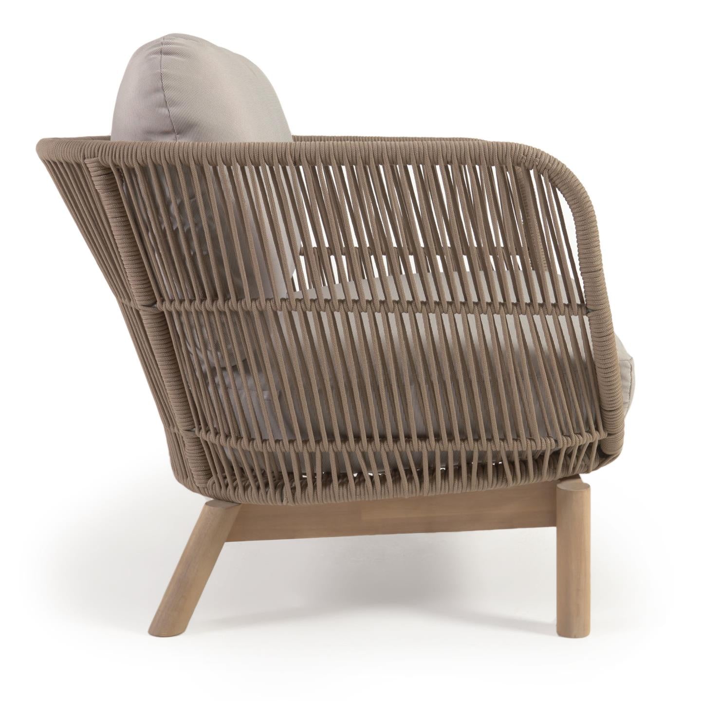 Catalina armchair made with beige rope and FSC solid acacia wood - Product Image
