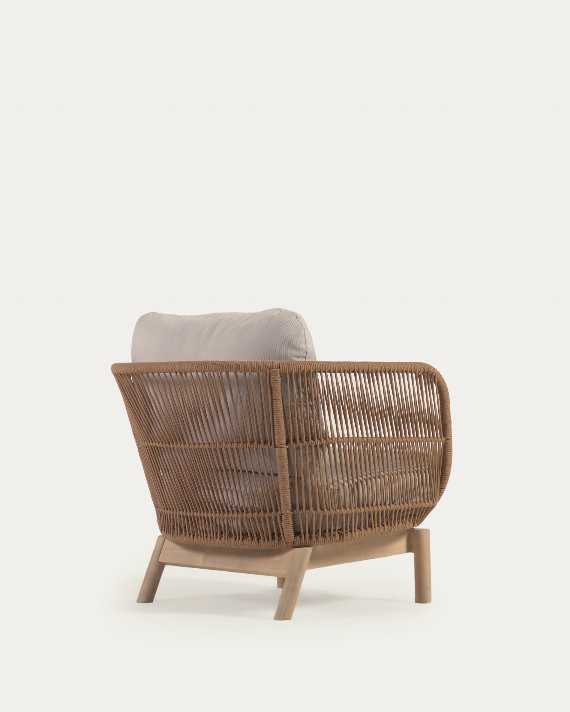 Catalina armchair made with beige rope and FSC solid acacia wood - Product View