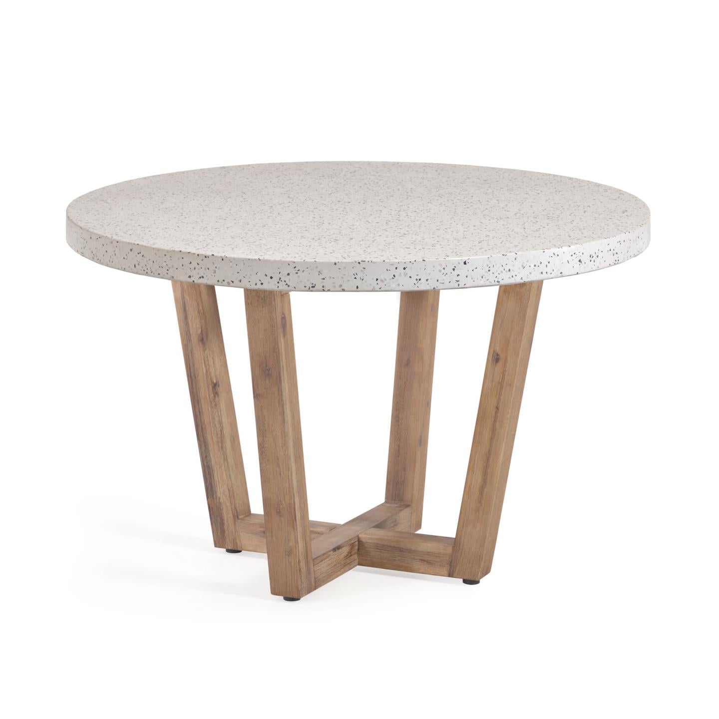 Shanelle kerek asztal két személyre, fehér terrazzo, Ø 120 cm